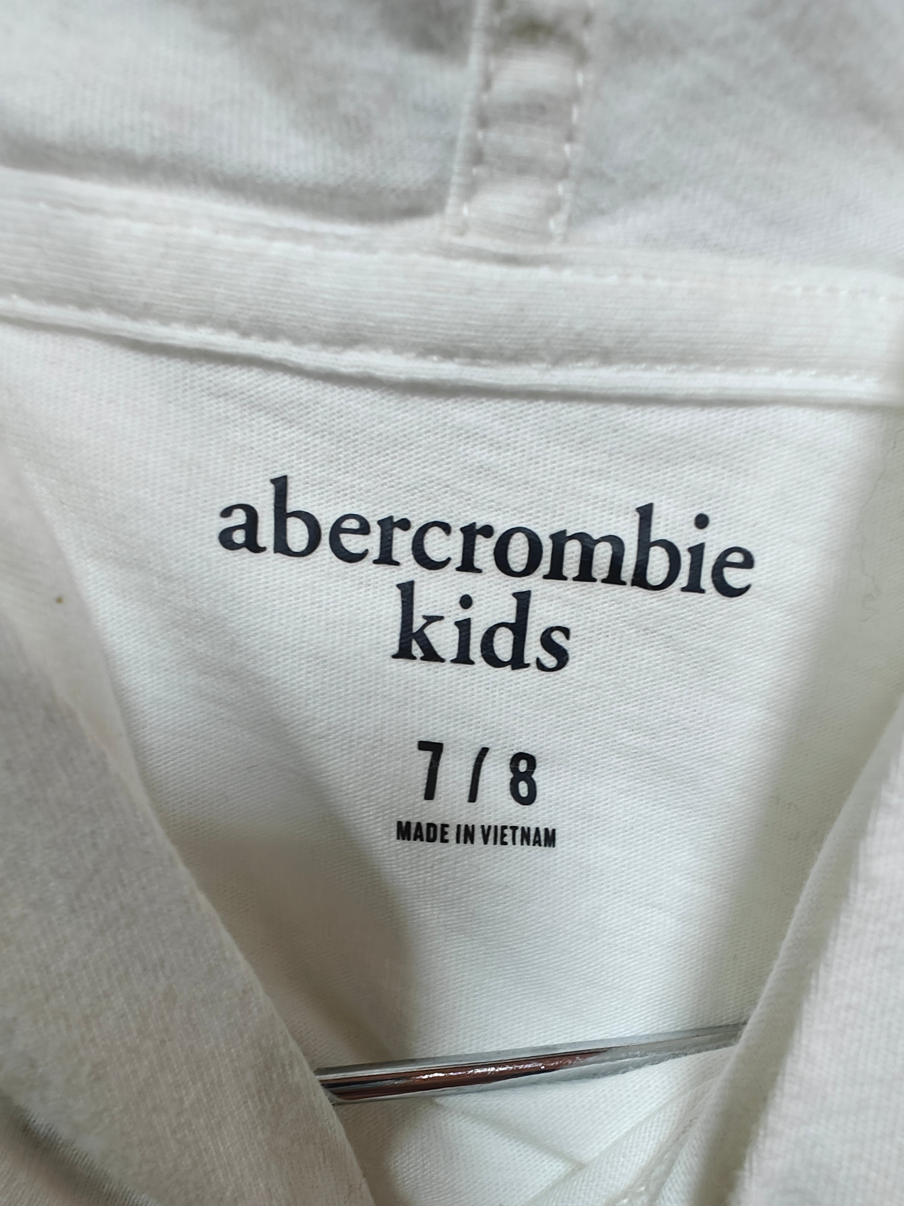 Hoodie Ligero Abercrombie Kids - Efecto Degradado  Blanco y Coral