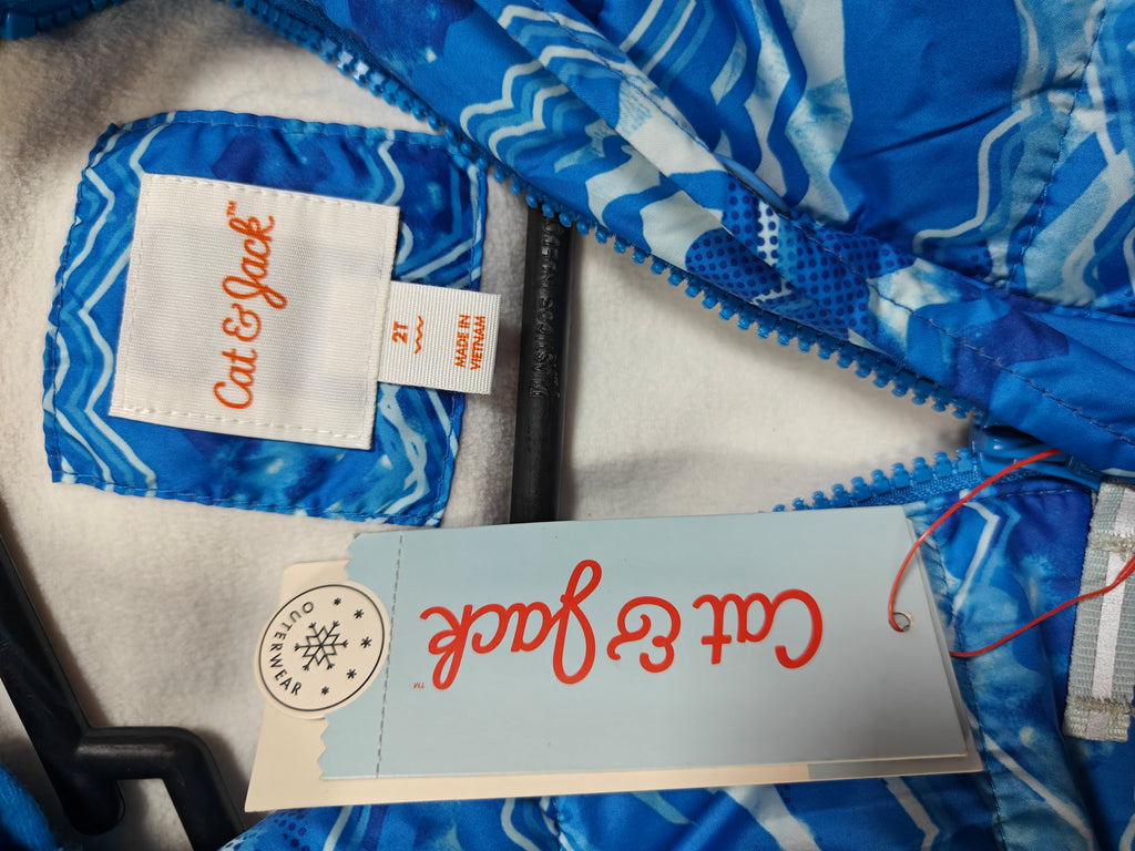 Chamarra Acolchada Cat & Jack para Niño - Diseño de Olas Azules talla 2 años