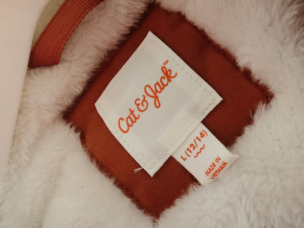 Chamarra Térmica Cat & Jack – Estilo Parka Bicolor (Naranja/Café) talla 12/14 años