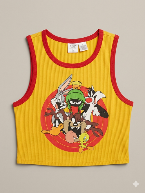 Bividí Crop Looney Tunes – Edición "That's All Folks!" – Amarillo Vibrante talla 10 años