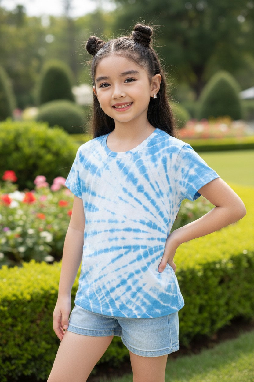 Polera Cat & Jack Kids – Edición "Blue Swirl" Tie-Dye – Celeste y Blanco talla 6 años