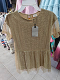 Vestido Zara Girls Dorado con Glitter y Volante