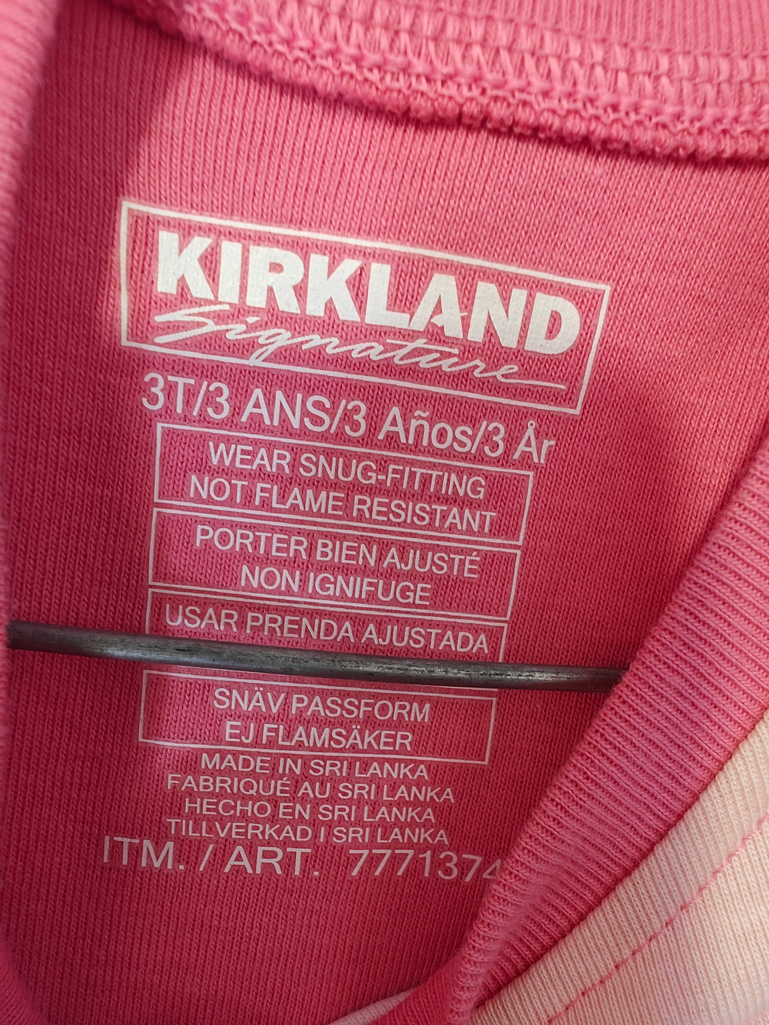 Conjunto de Pijama Kirkland Signature para Niña - Rosa (Talla 3T)