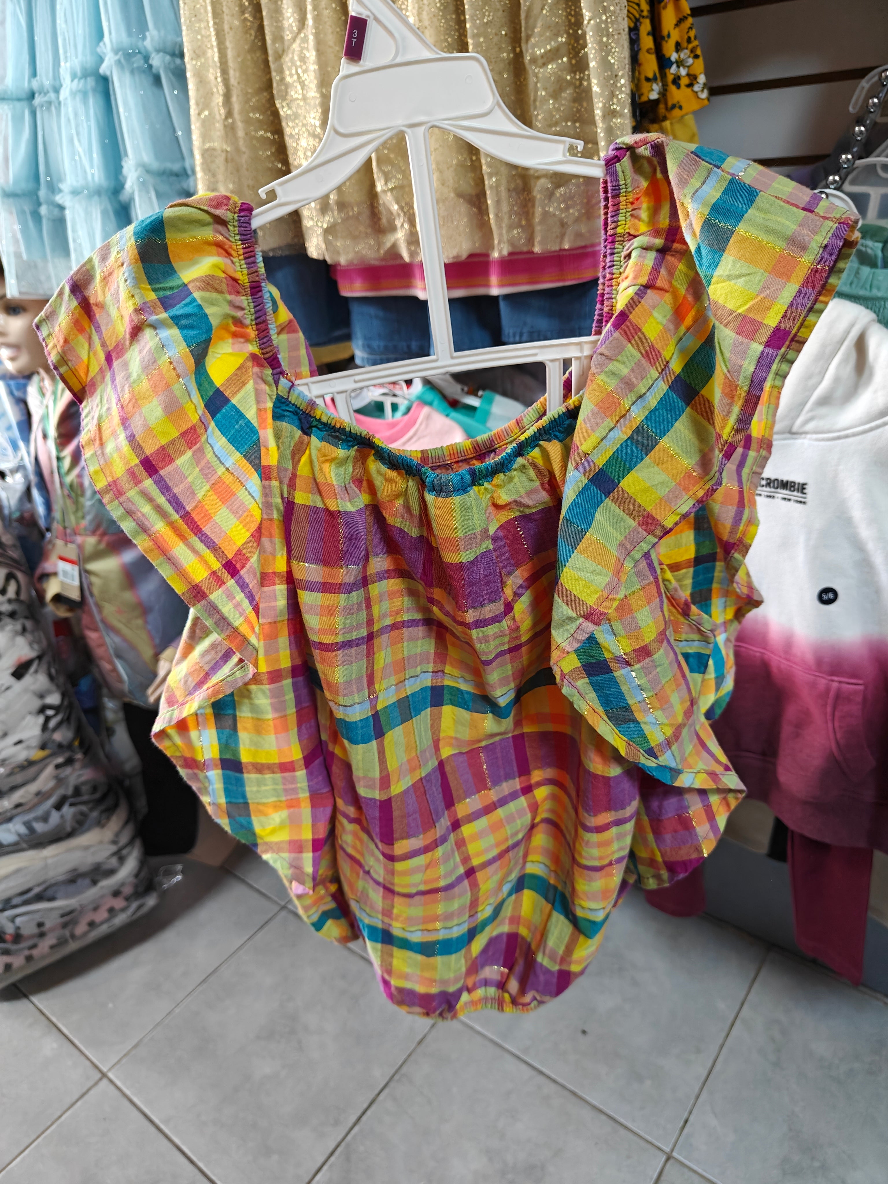 Blusa Multicolor a Cuadros con Detalles Dorados - Marca Thereabouts - talla 16 años