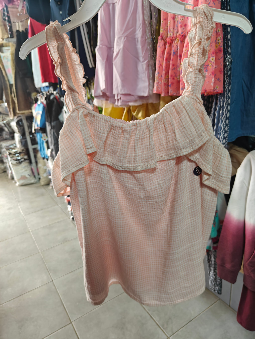 Blusa con Vuelo y Textura Gingham - Abercrombie Kids