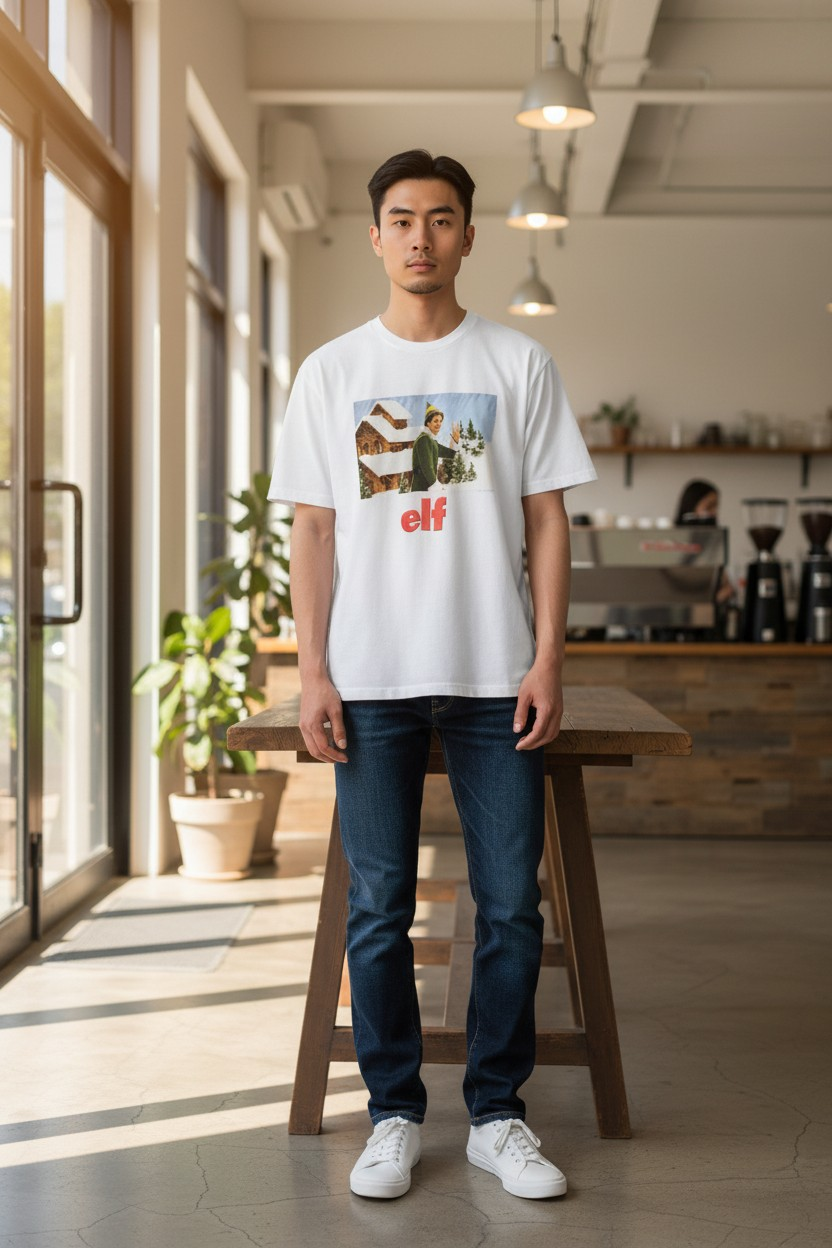 Playera Old Navy "Elf" Movie Edition – Edición Especial Navideña – Talla M (Youth)