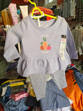 Conjunto de 2 Piezas para Bebé: Blusa Peplum "I Eat My Veggies" y Leggings
