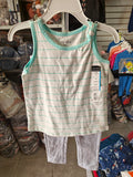 Conjunto Okie Dokie: Tank Top a Rayas y Pantalón Gris - 24 Meses