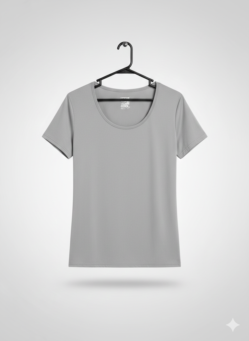Polera 32° COOL – Tecnología Refrescante – Gris Melange – Talla L