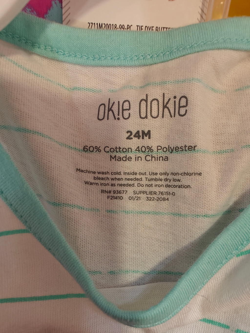 Conjunto Okie Dokie: Tank Top a Rayas y Pantalón Gris - 24 Meses