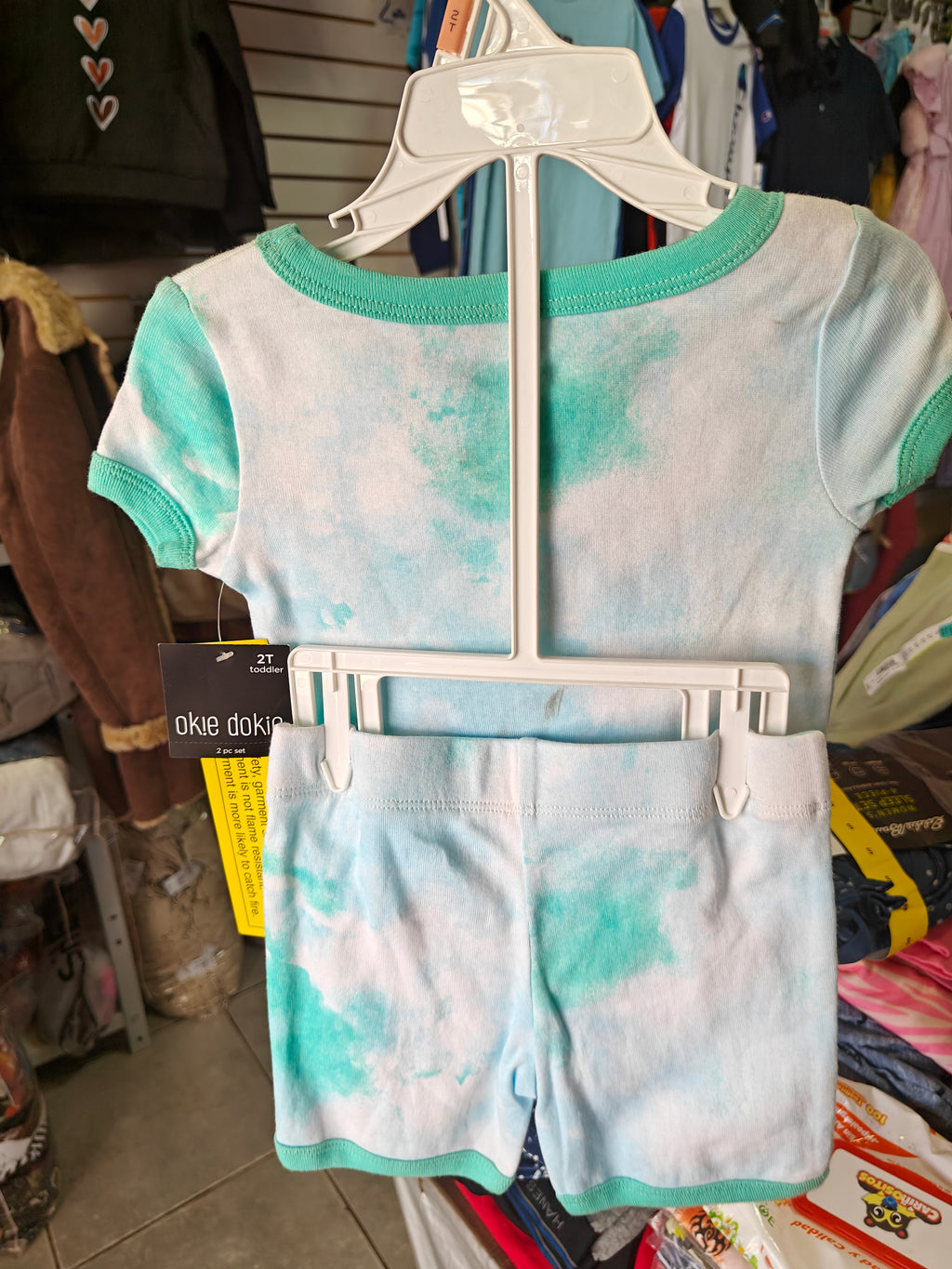 Conjunto de Pijama 2 Piezas Okie Dokie para Niño - Estilo Tie-Dye Turquesa (Talla 2T)