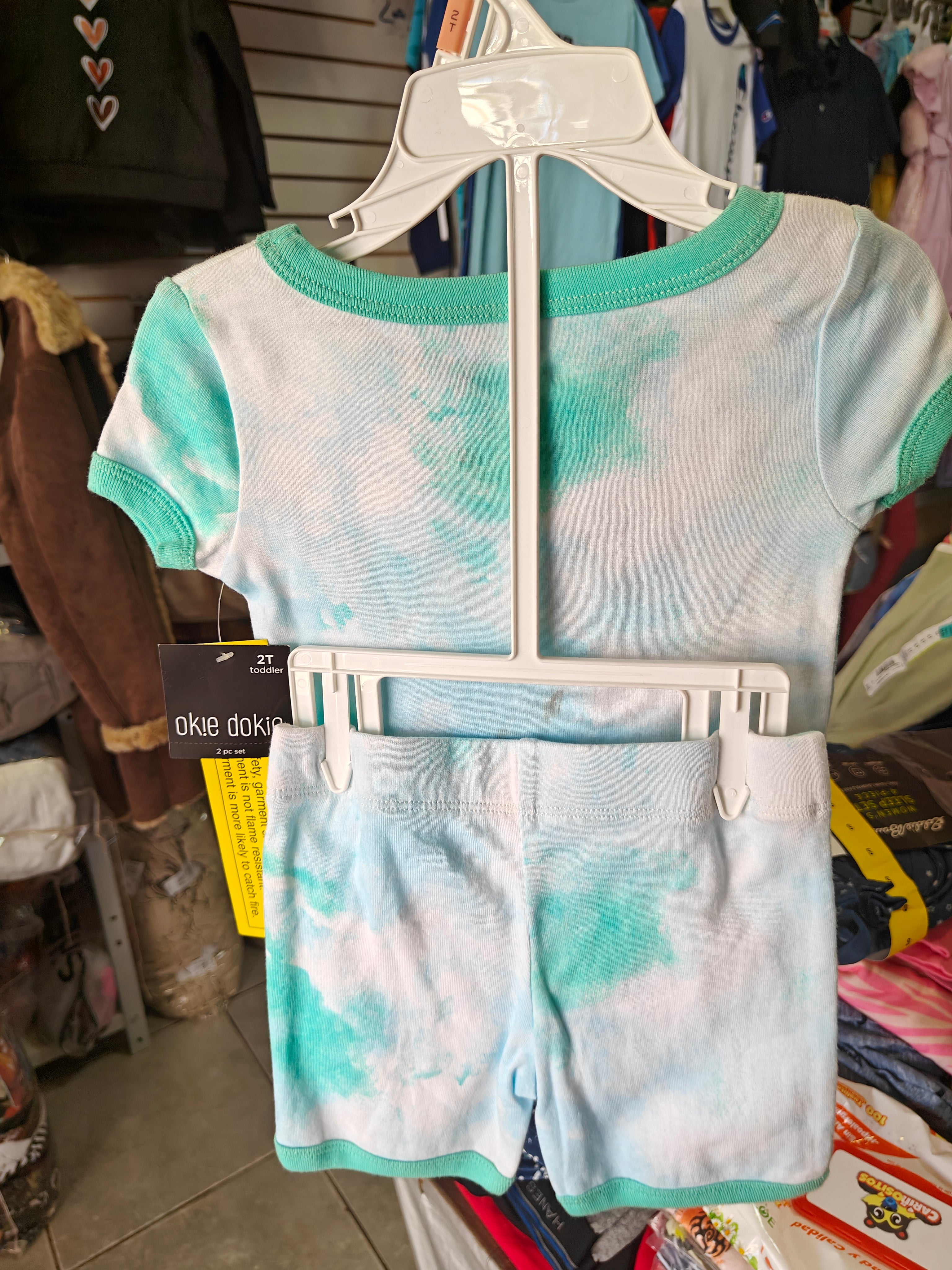 Conjunto de Pijama 2 Piezas Okie Dokie para Niño - Estilo Tie-Dye Turquesa (Talla 2T)