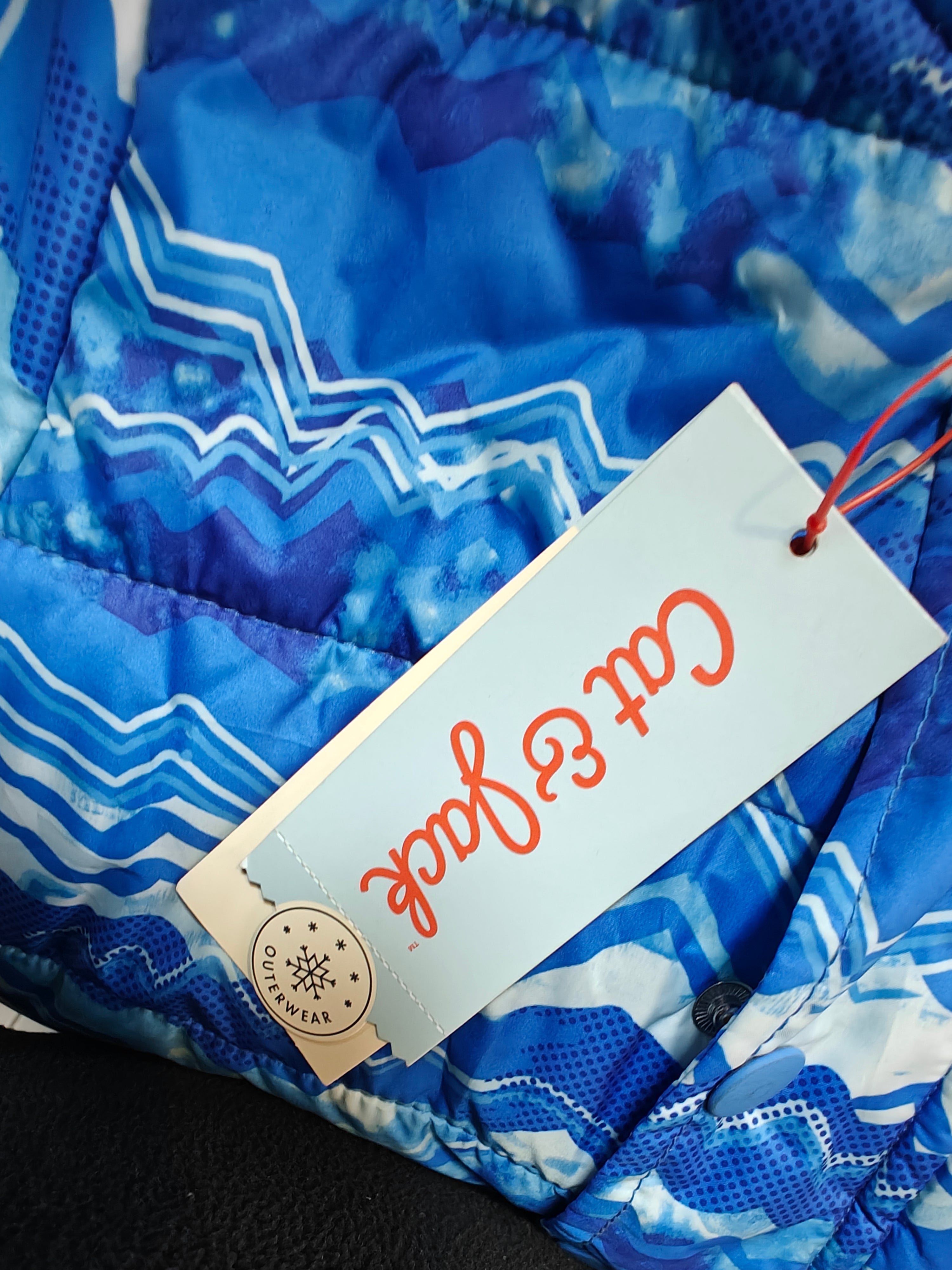 Chamarra Puffer con Capucha Cat & Jack™ para Niño - Estampado Zig-Zag Azul - Talla 2T