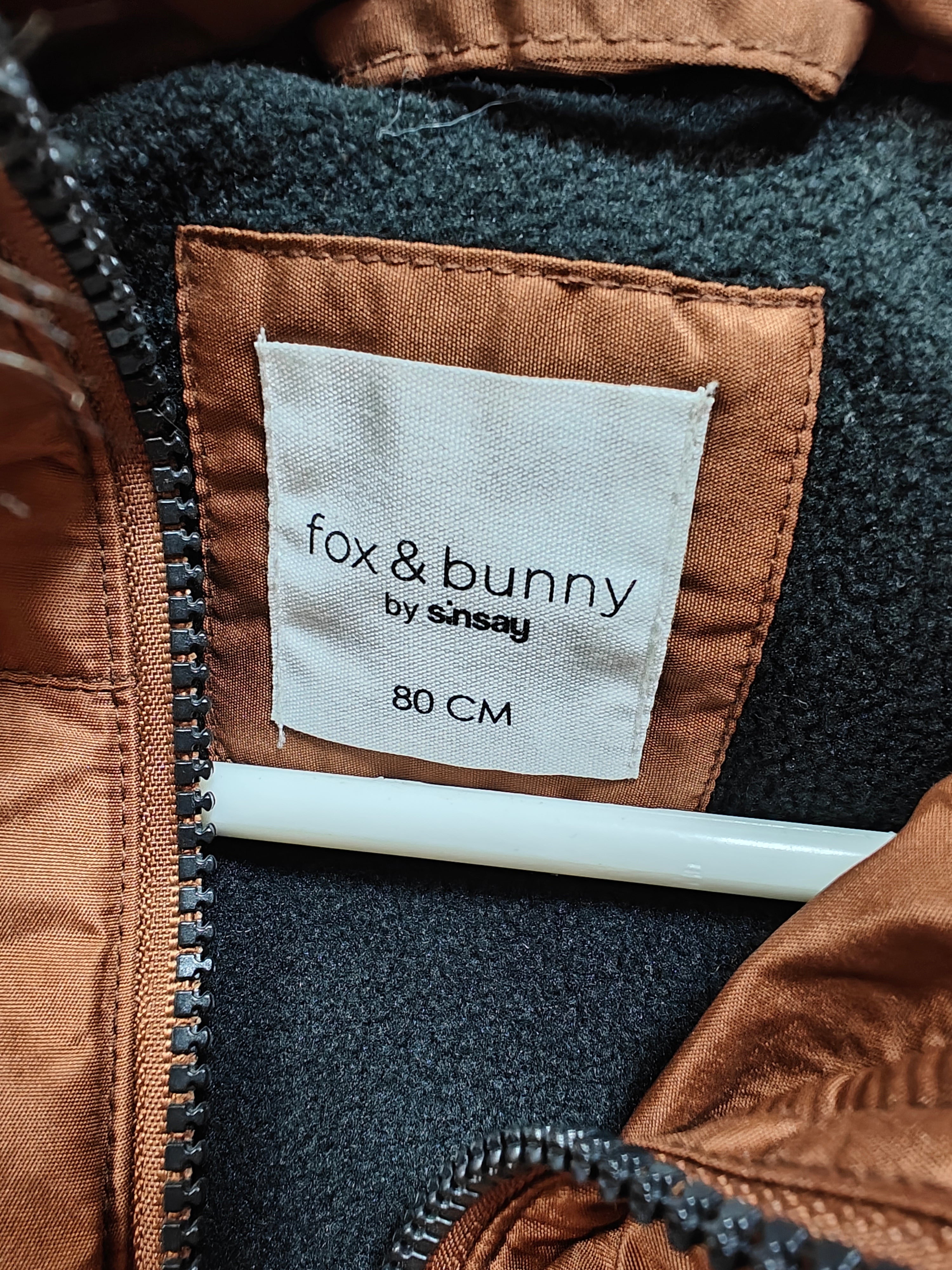 Chamarra Térmica Infantil Fox & Bunny - Color Marrón con Capucha de Peluche (Talla 80cm) 9 a 12 meses