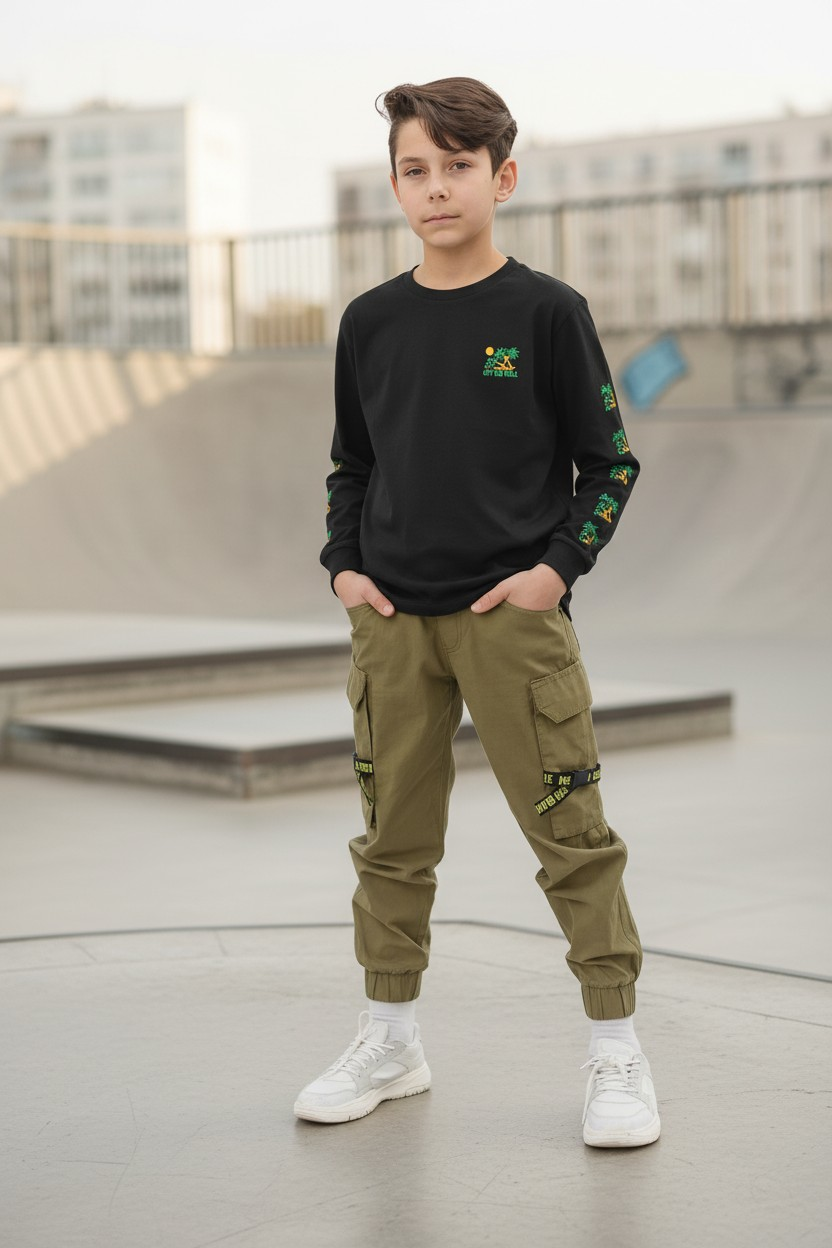 Polera Manga Larga "Palm Street" – Negro Urbano con Gráficos marca VANS