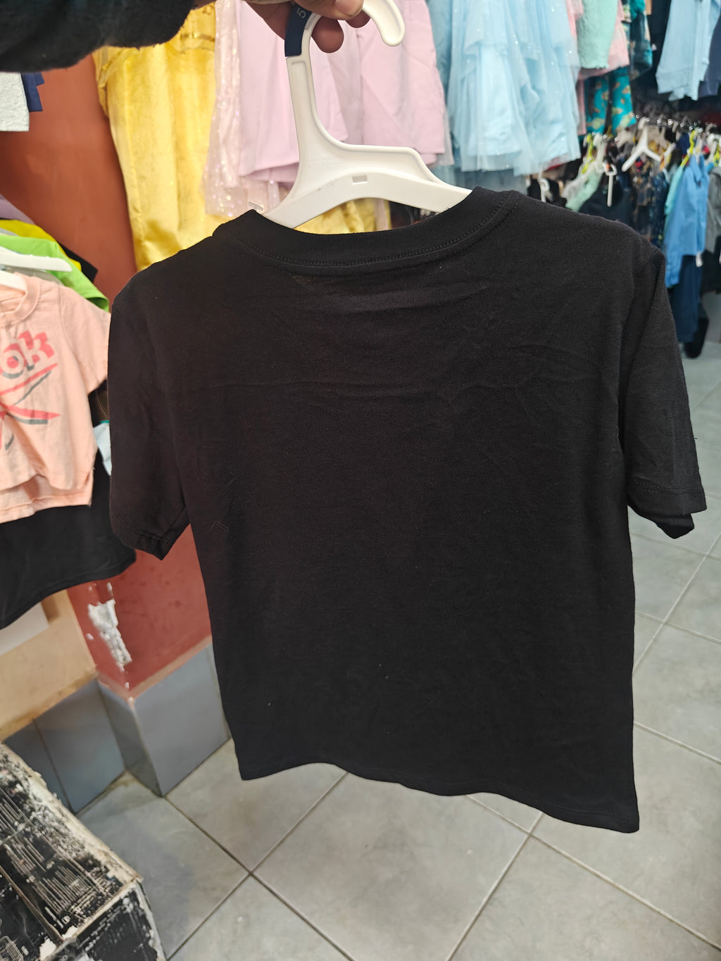 Polera Champion Vertical Script - Negra para Niño (Original)