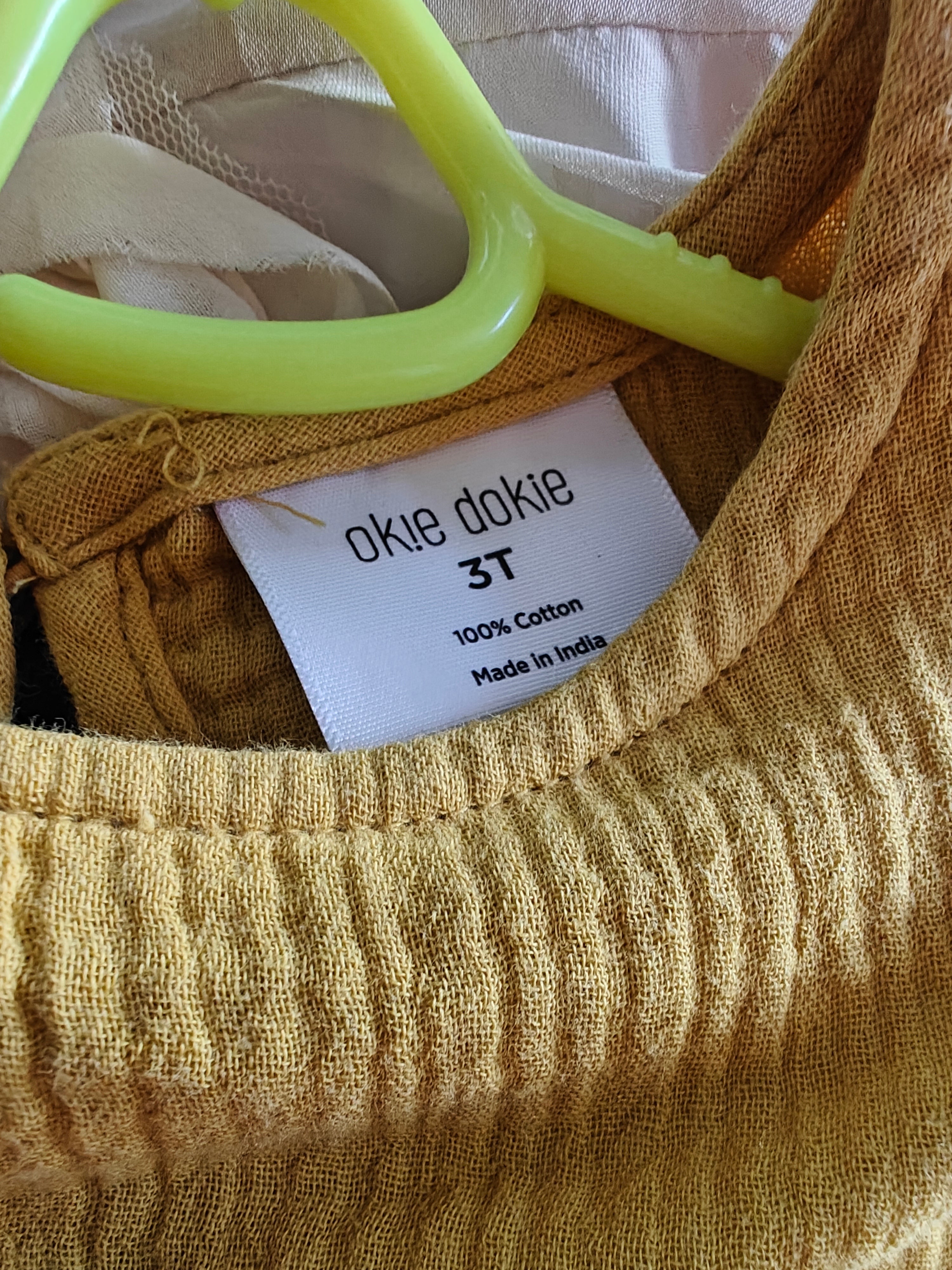 Blusa Okie Dokie de Algodón Texturizado - Color Mostaza (Talla 3T)