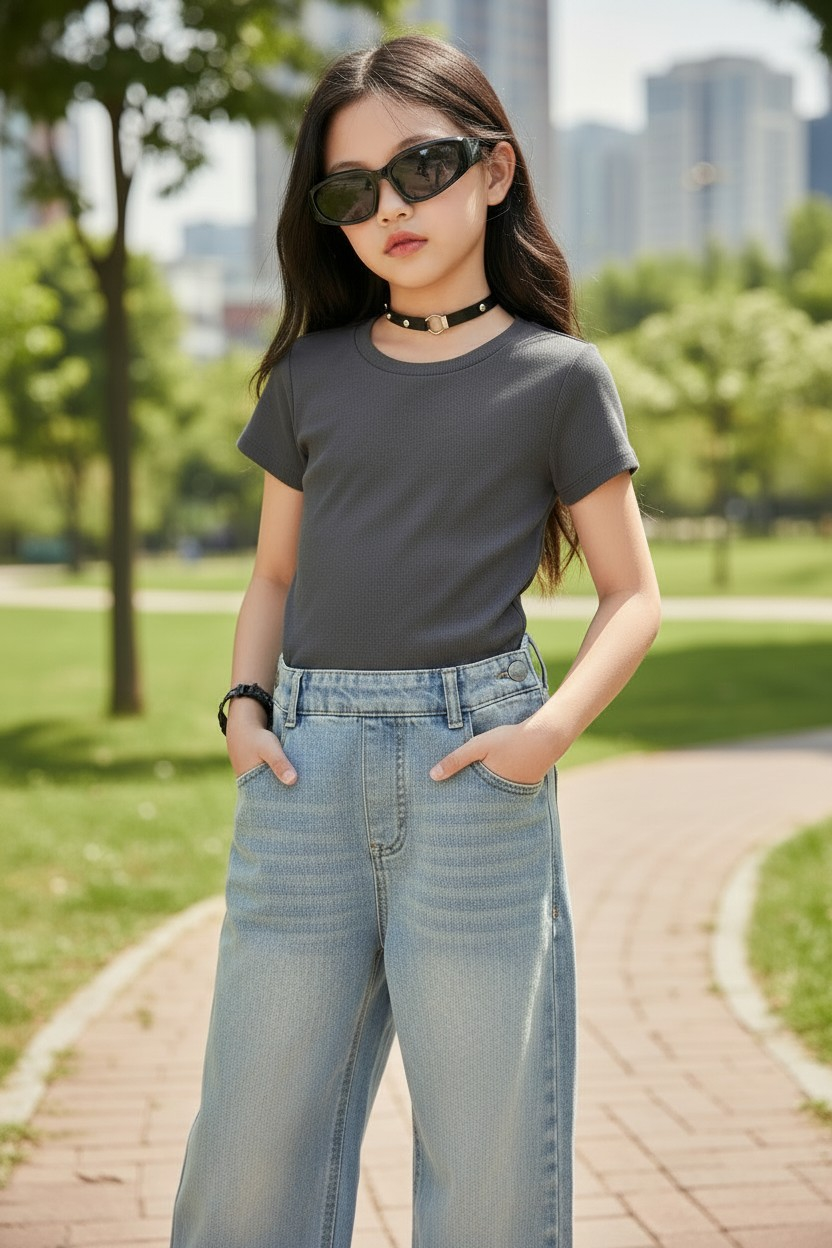 Polera Kids – Edición "Eyelet Boho" con Vuelo –  (Talla 10)