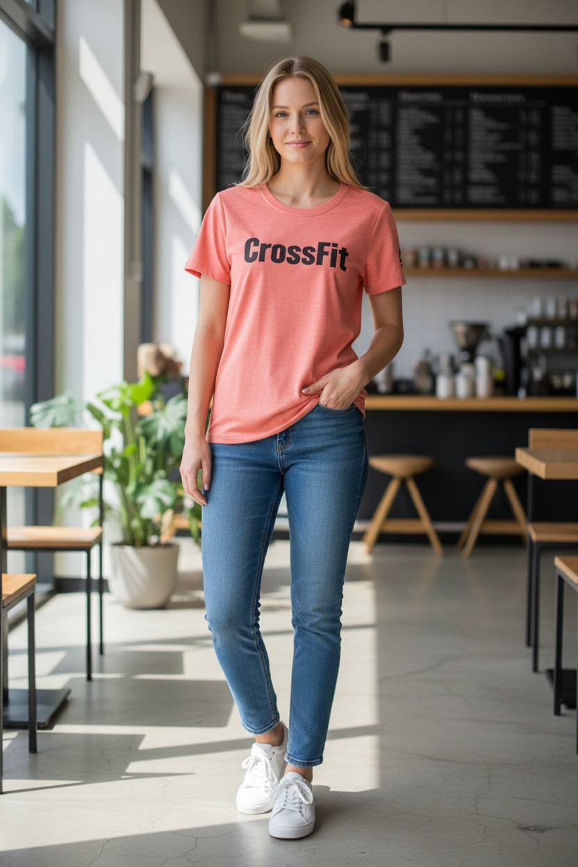 Polera Reebok CrossFit Mujer Talla XS | Color Salmón Melange – Tejido técnico transpirable para Alto Rendimiento