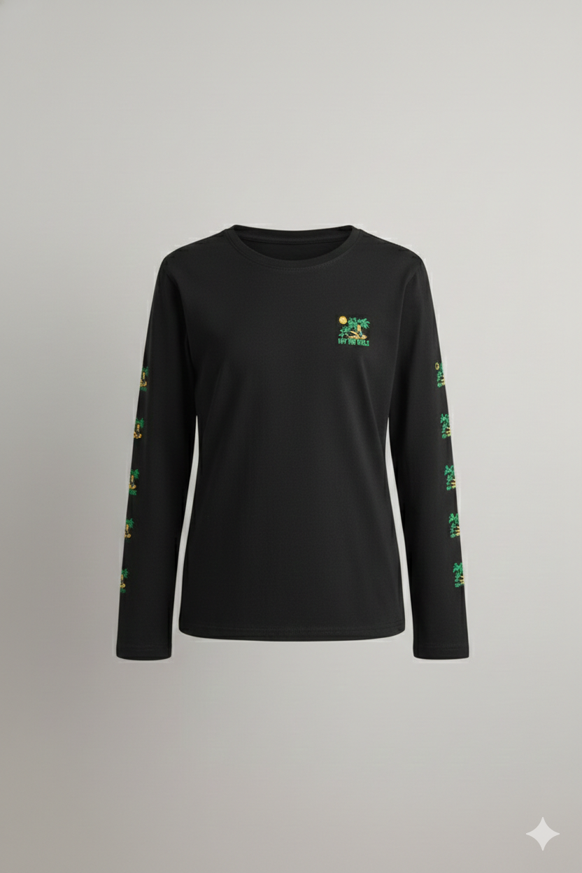 Polera Manga Larga "Palm Street" – Negro Urbano con Gráficos marca VANS