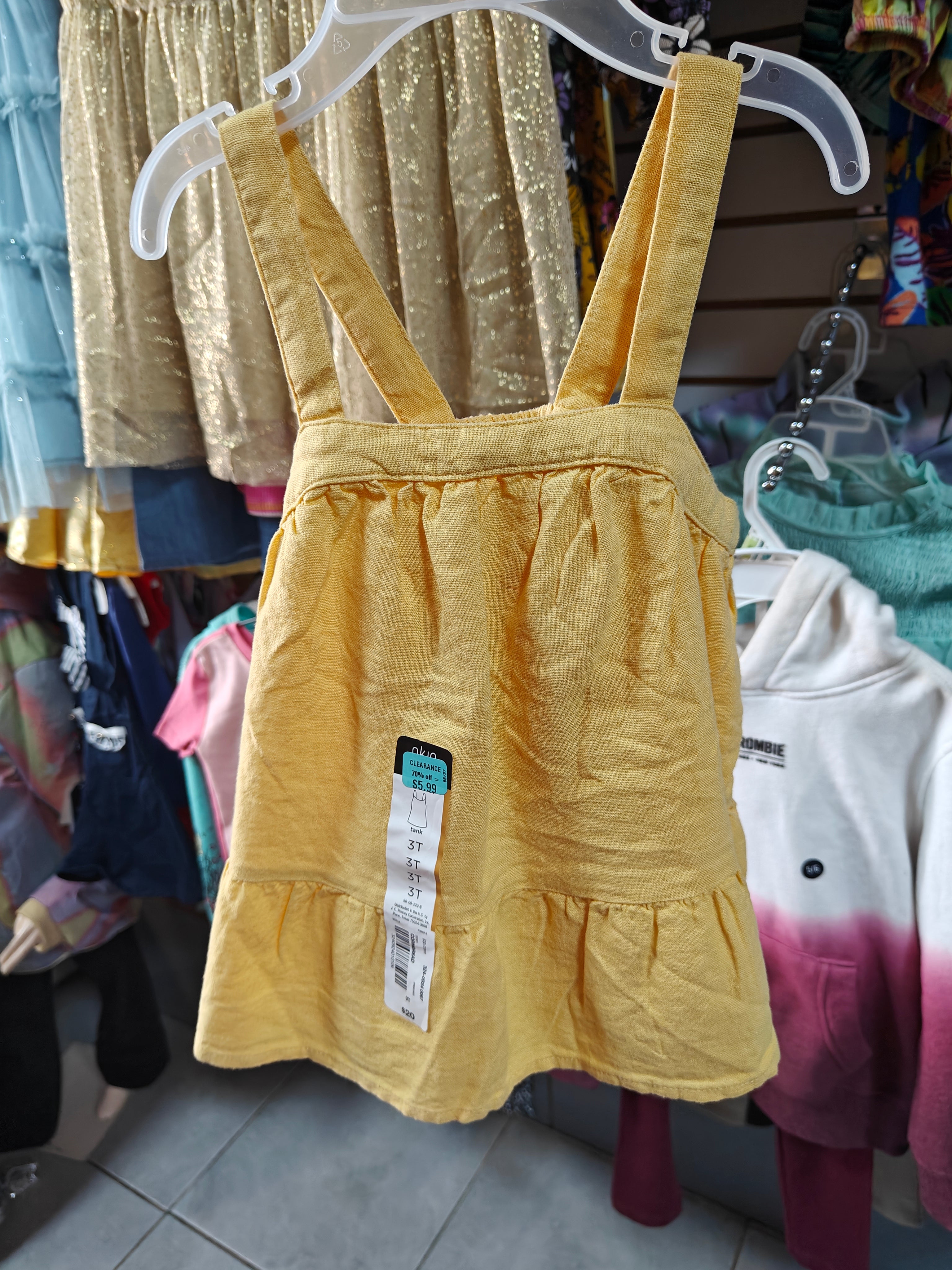 Vestido de Tirantes Okie Dokie para Niña - Amarillo Girasol (Talla 3T)