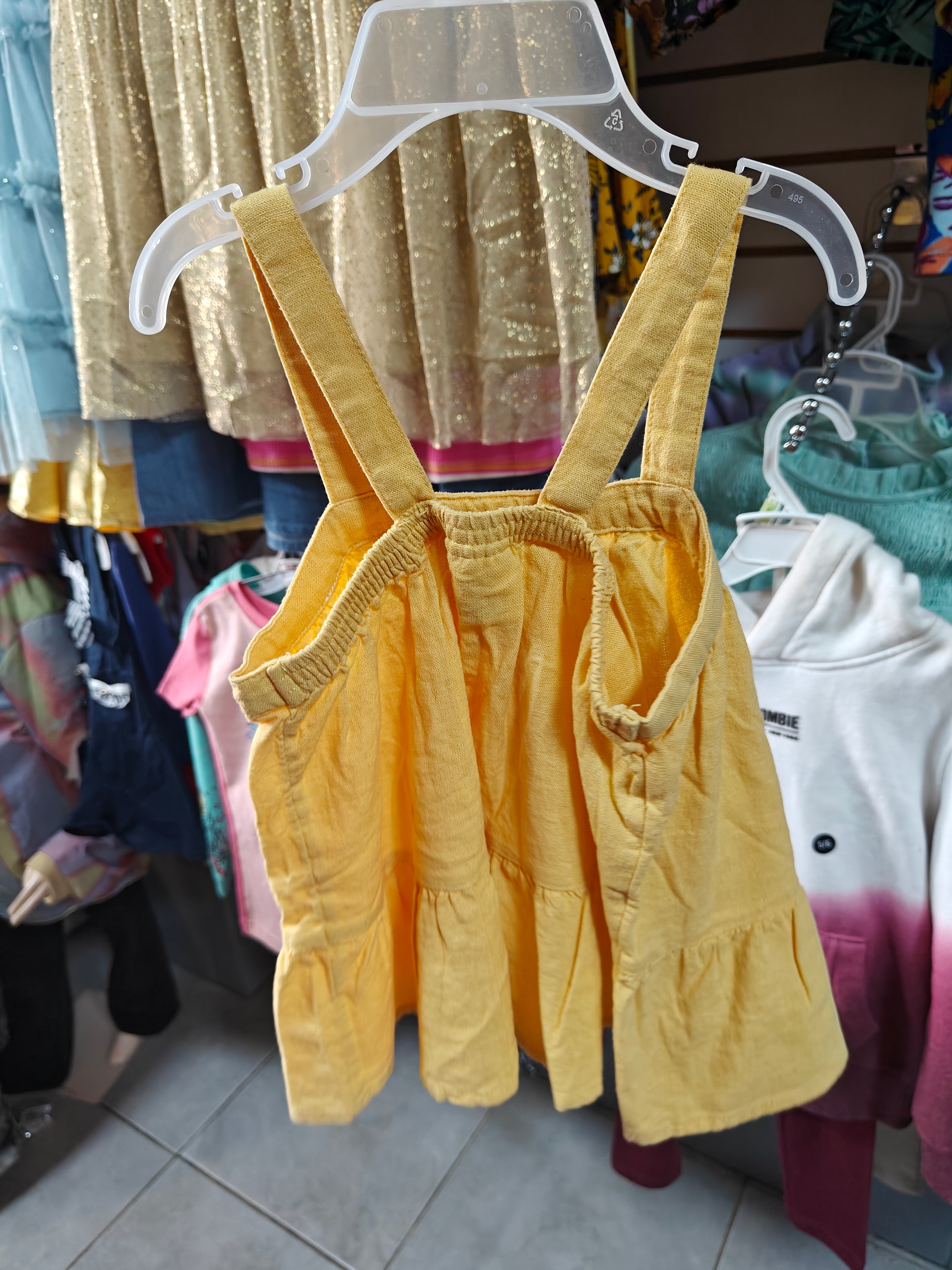 Vestido de Tirantes Okie Dokie para Niña - Amarillo Girasol (Talla 3T)