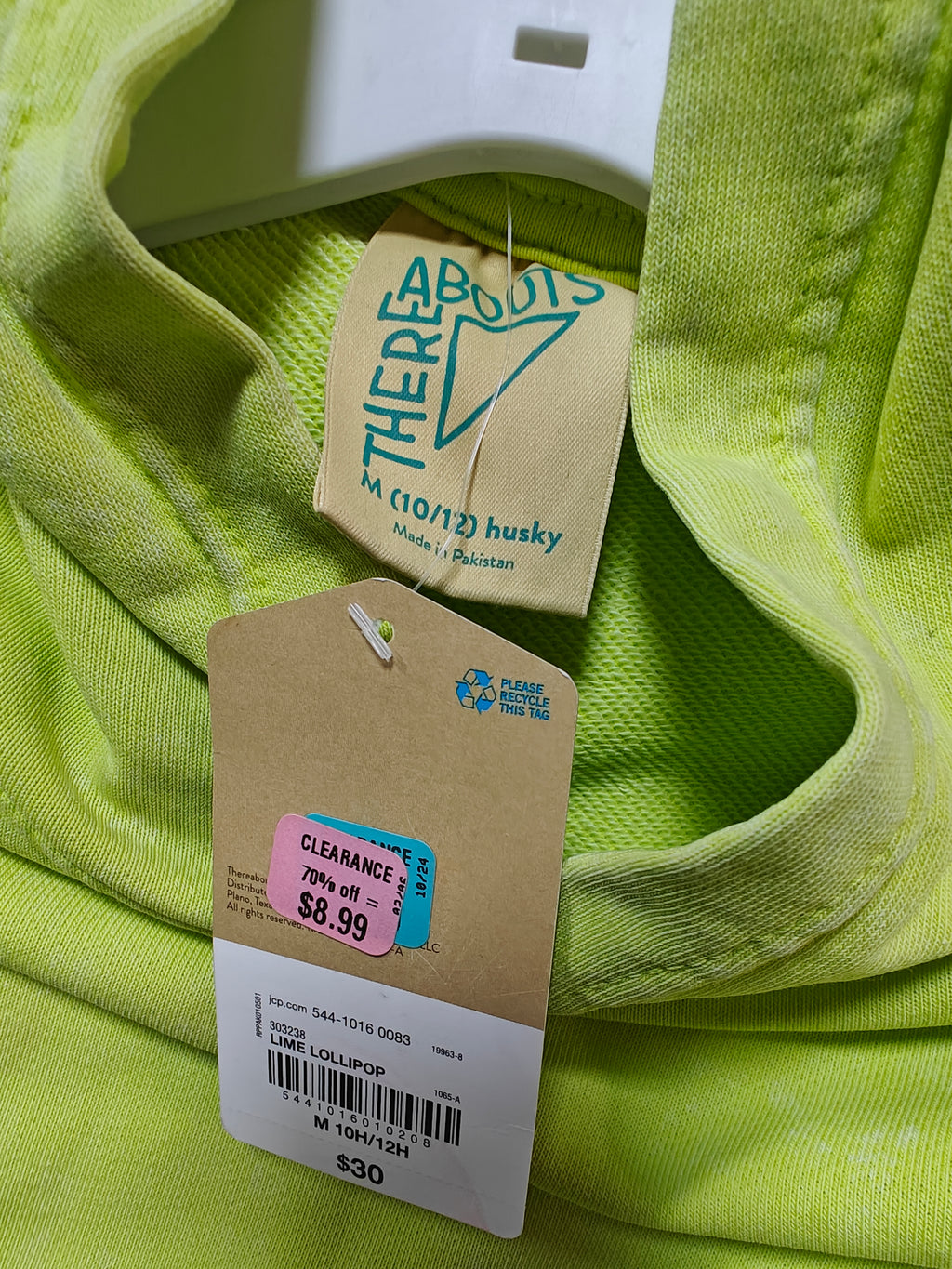 Sudadera con Capucha Thereabouts - Color Lima Neón (Talla 10/12 Husky)