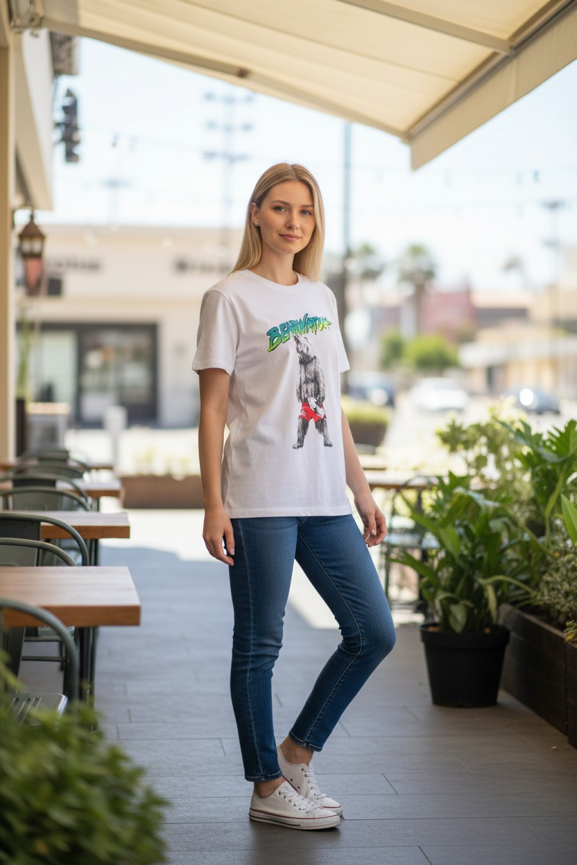 Polera Quiksilver "Bearwatch" – 100% Algodón – Blanca – Talla M