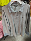 Eddie Bauer - Camisa Polo de Manga Larga para Mujer - Gris Melange - Talla PL (Petite Large)