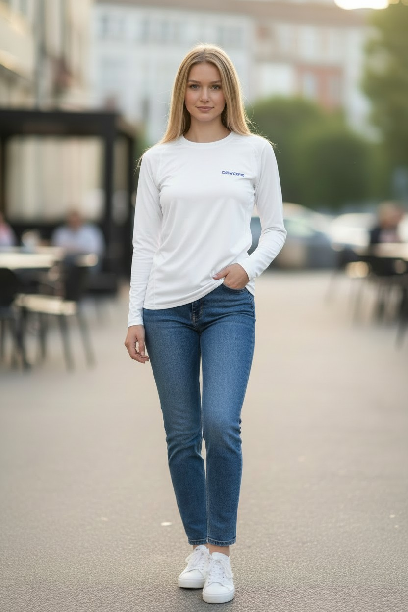 Polera Manga Larga Devops Performance – Blanco Óptico Estilo Atlético deportivo