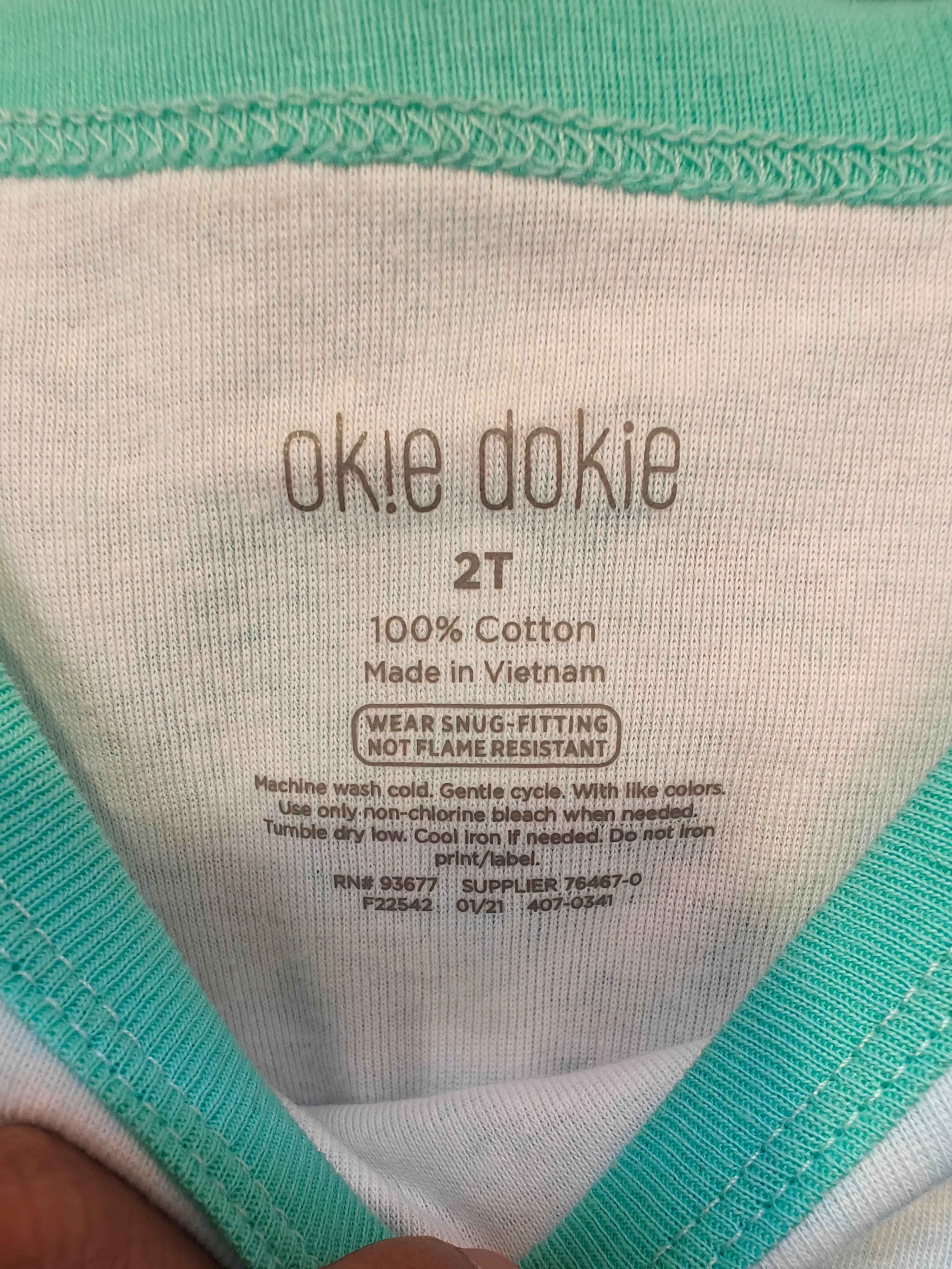 Conjunto de Pijama 2 Piezas Okie Dokie para Niño - Estilo Tie-Dye Turquesa (Talla 2T)