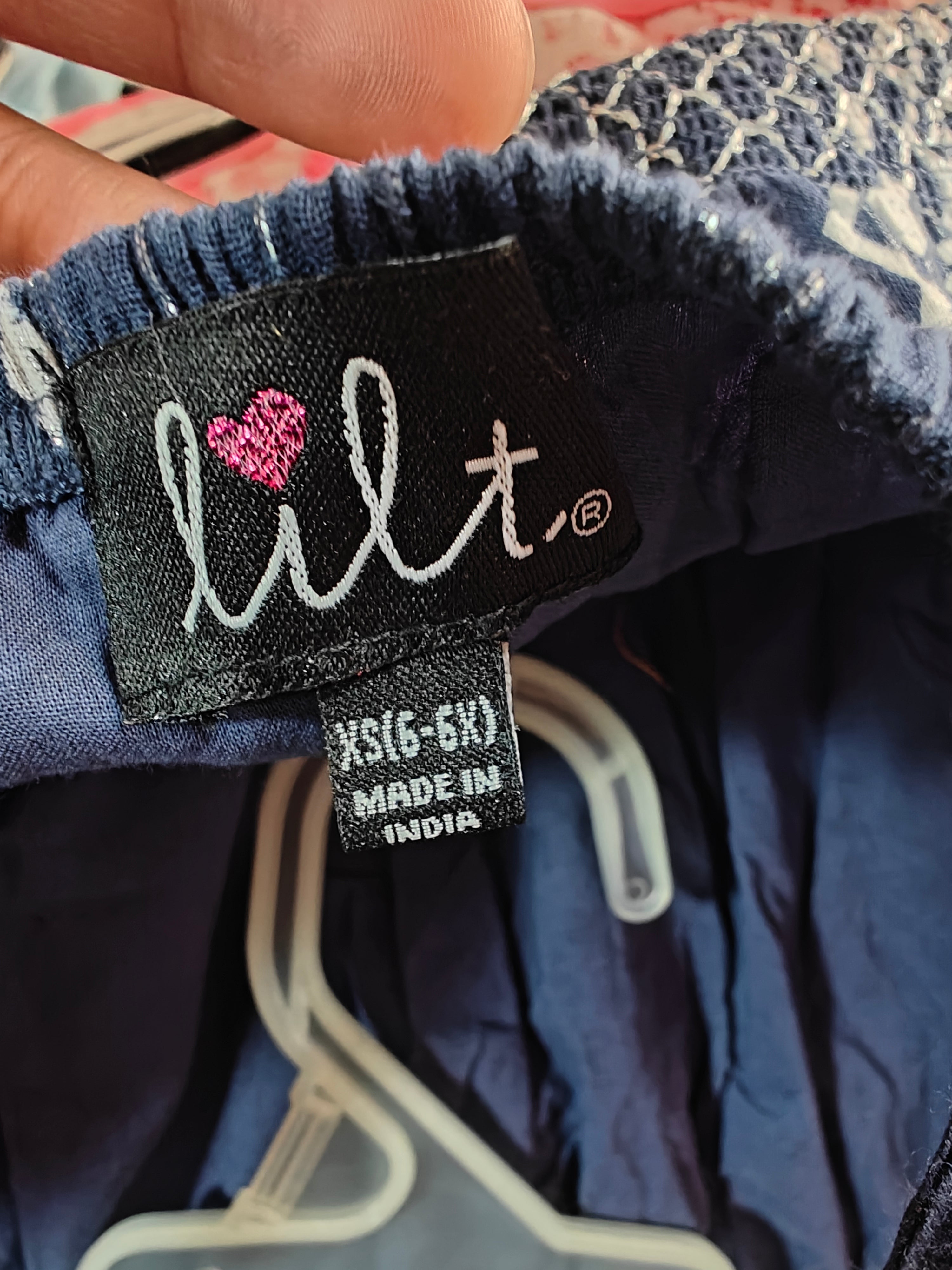 Vestido Midi Infantil Lilt - Azul Marino con Estampado Étnico