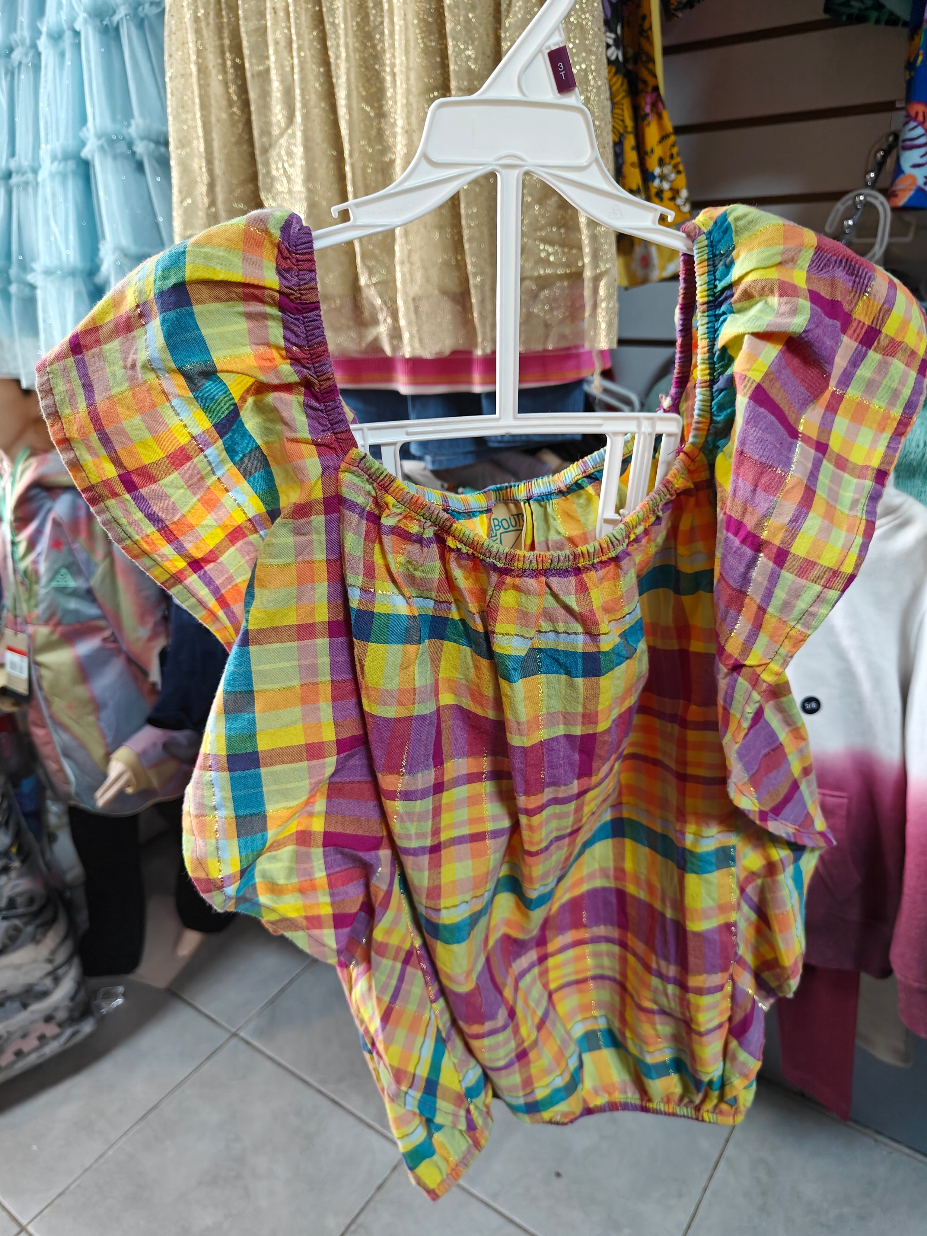 Blusa Multicolor a Cuadros con Detalles Dorados - Marca Thereabouts - talla 16 años