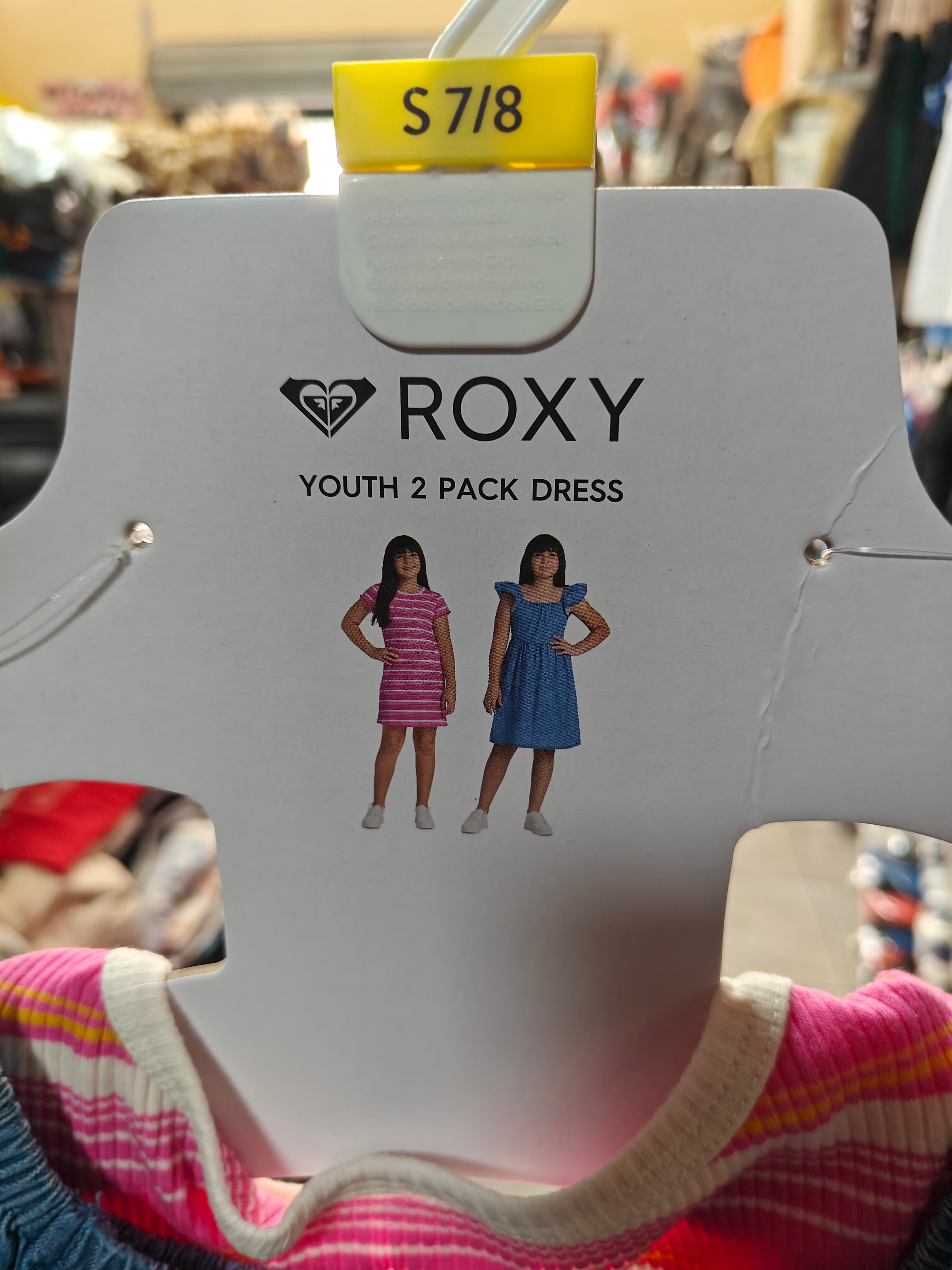 Set de 2 Vestidos Roxy para Niña - Estilo Denim y Rayas Rosa
