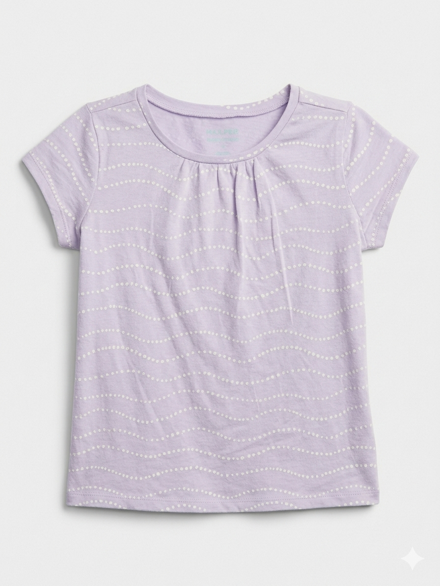 Polera GAP Kids Premium – Lila Pastel con Ondas de Puntos – Talla 6 años