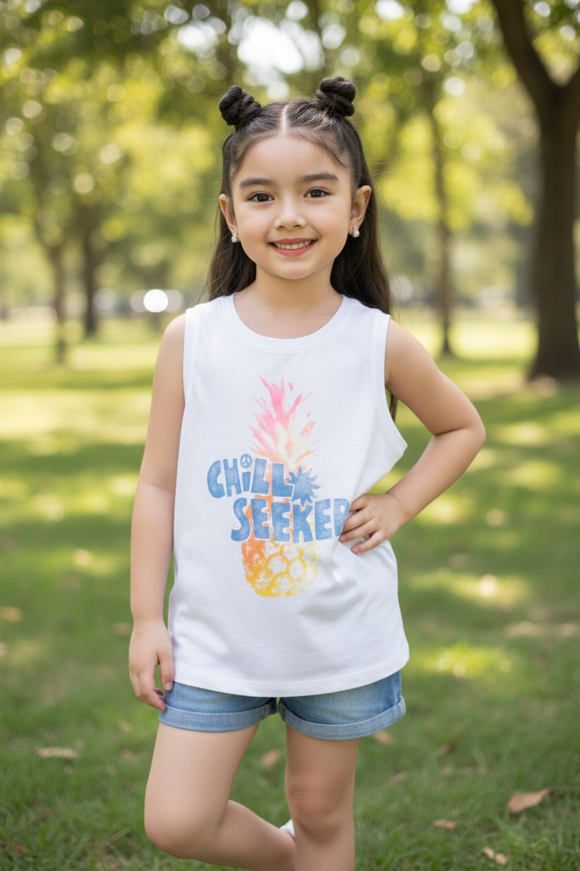 Bividí Old Navy Kids – Edición "Chill Seeker" Piña Tropical – Blanca talla 6 años