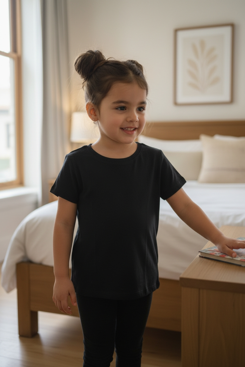 Polera Old Navy Niña Talla 10 (M) | Color Negro Sólido – Algodón Soft-Touch de Alta Calidad