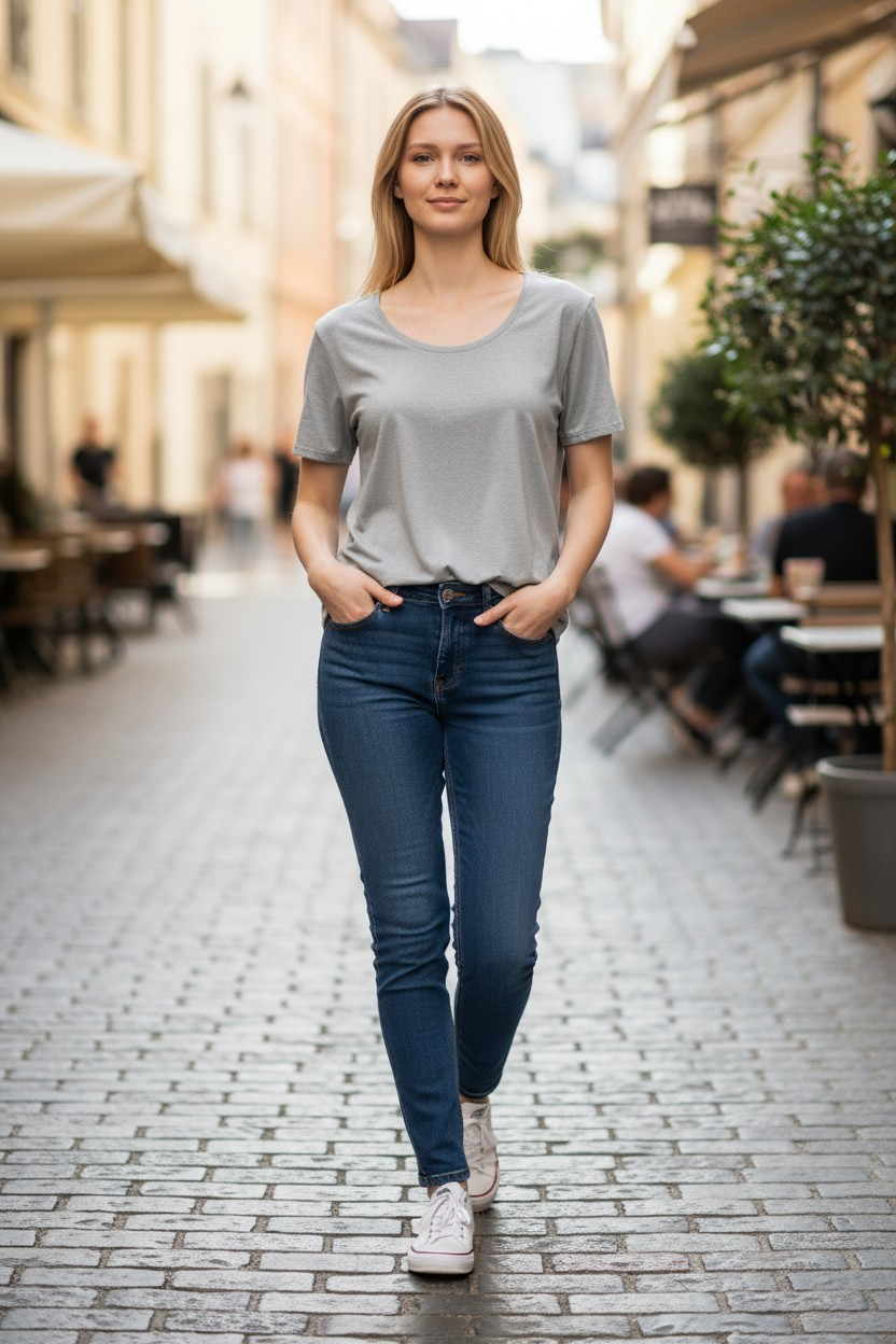 Polera 32° COOL – Tecnología Refrescante – Gris Melange – Talla L