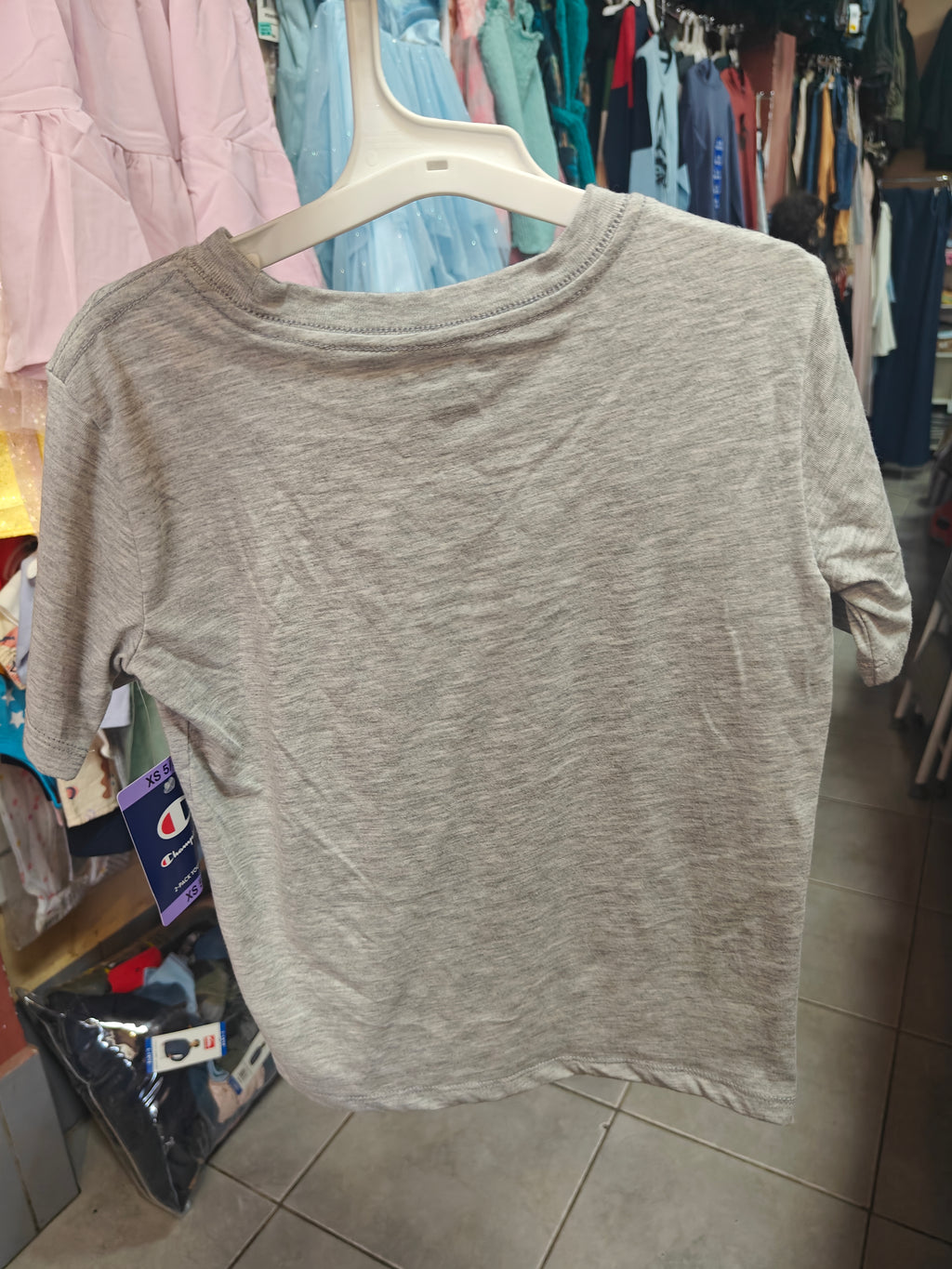 Polera Champion Classic Script - Gris Melange para Niño (Original)