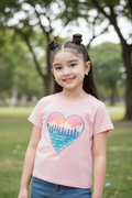 Polera Eddie Bauer Kids - Edición "Corazón de Montaña" - Rosa Pastel talla 6 años