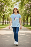 Polera "Magical Unicorn" – Celeste Pastel con Lentejuelas Brillantes