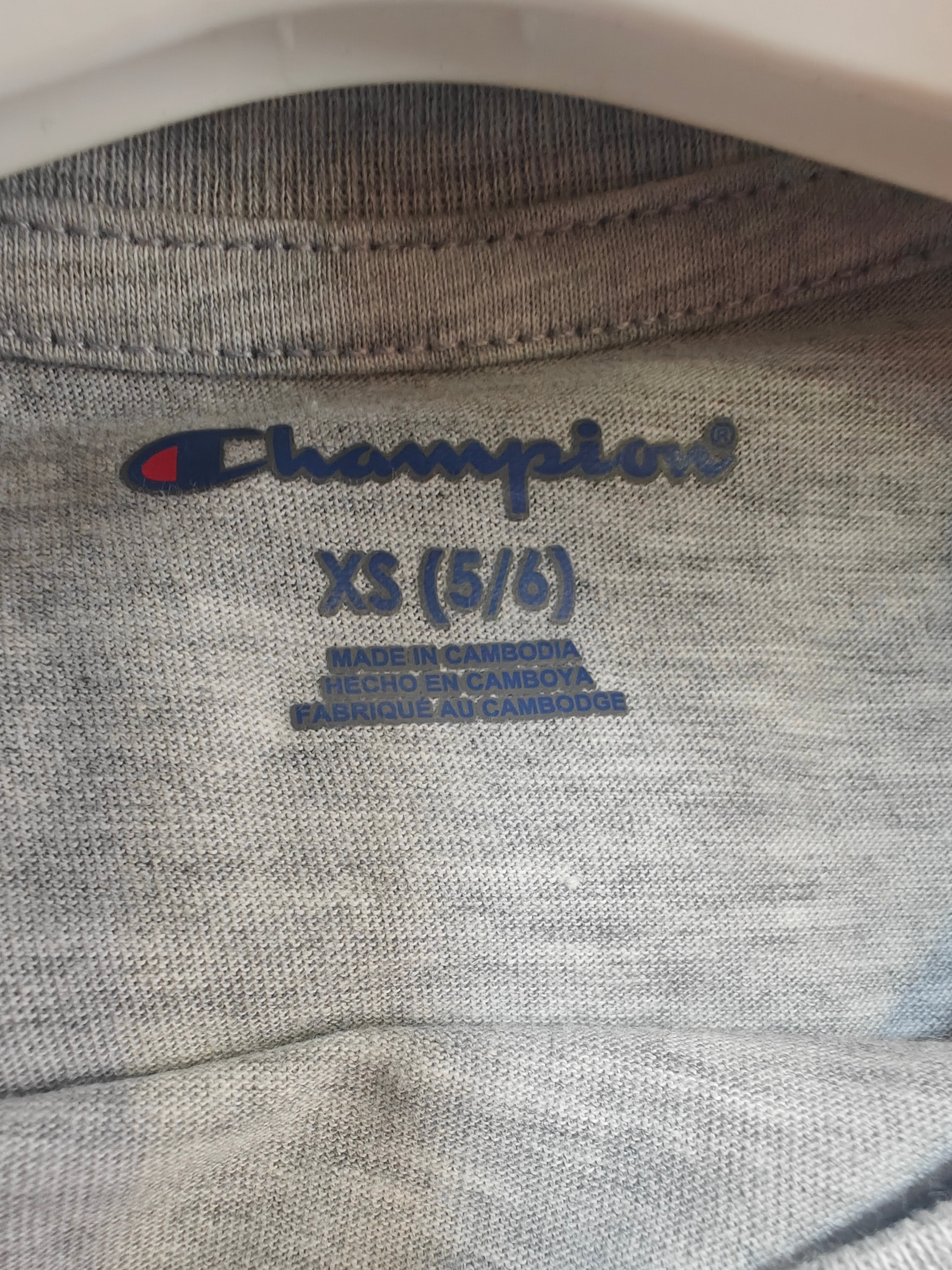 Polera Champion Classic Script - Gris Melange para Niño (Original)