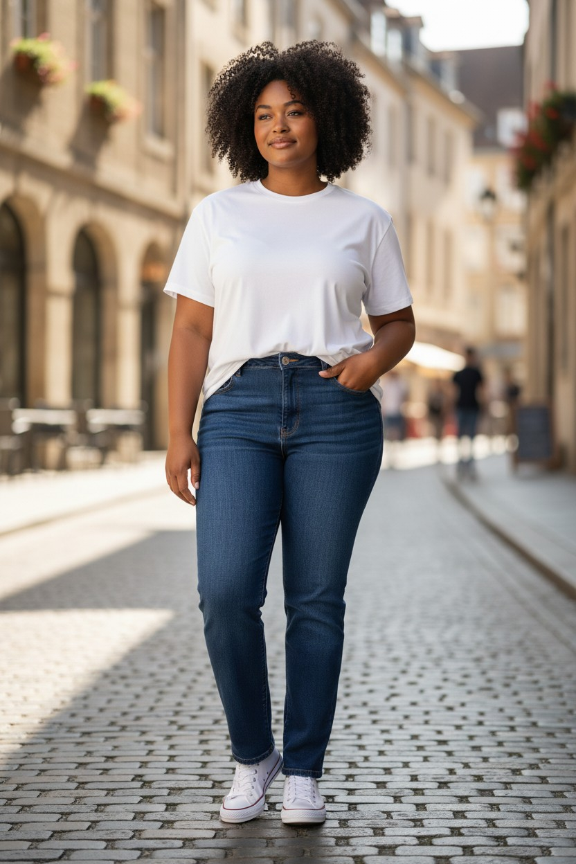 Polera Bench. Mujer Talla XL | Color Blanco Sólido – Algodón Premium Soft-Touch | Básico de Corte Moderno
