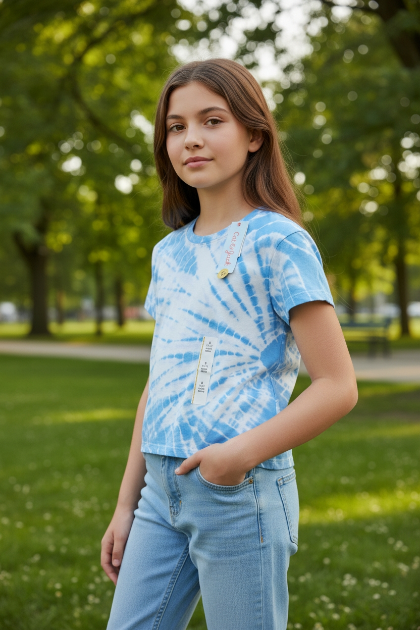 Polera Crop Tie-Dye Cat & Jack – Azul y Blanco Estilo Verano