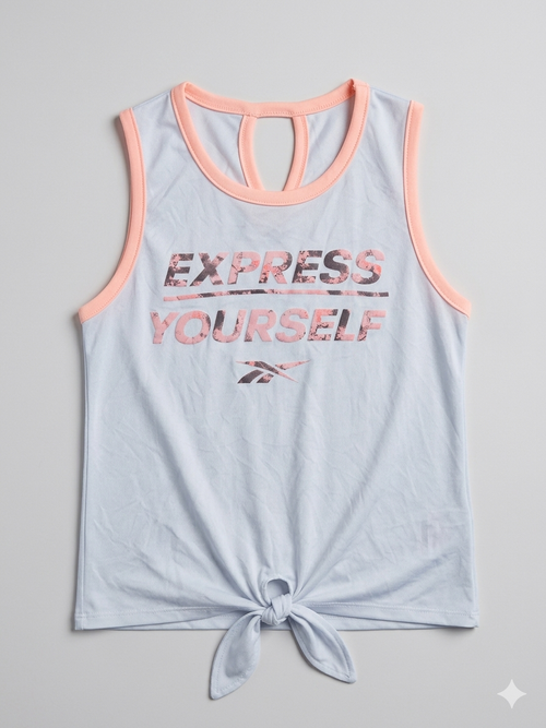 Bividí Reebok Kids con Nudo Frontal – Edición "Express Yourself" – Celeste y Durazno talla 7