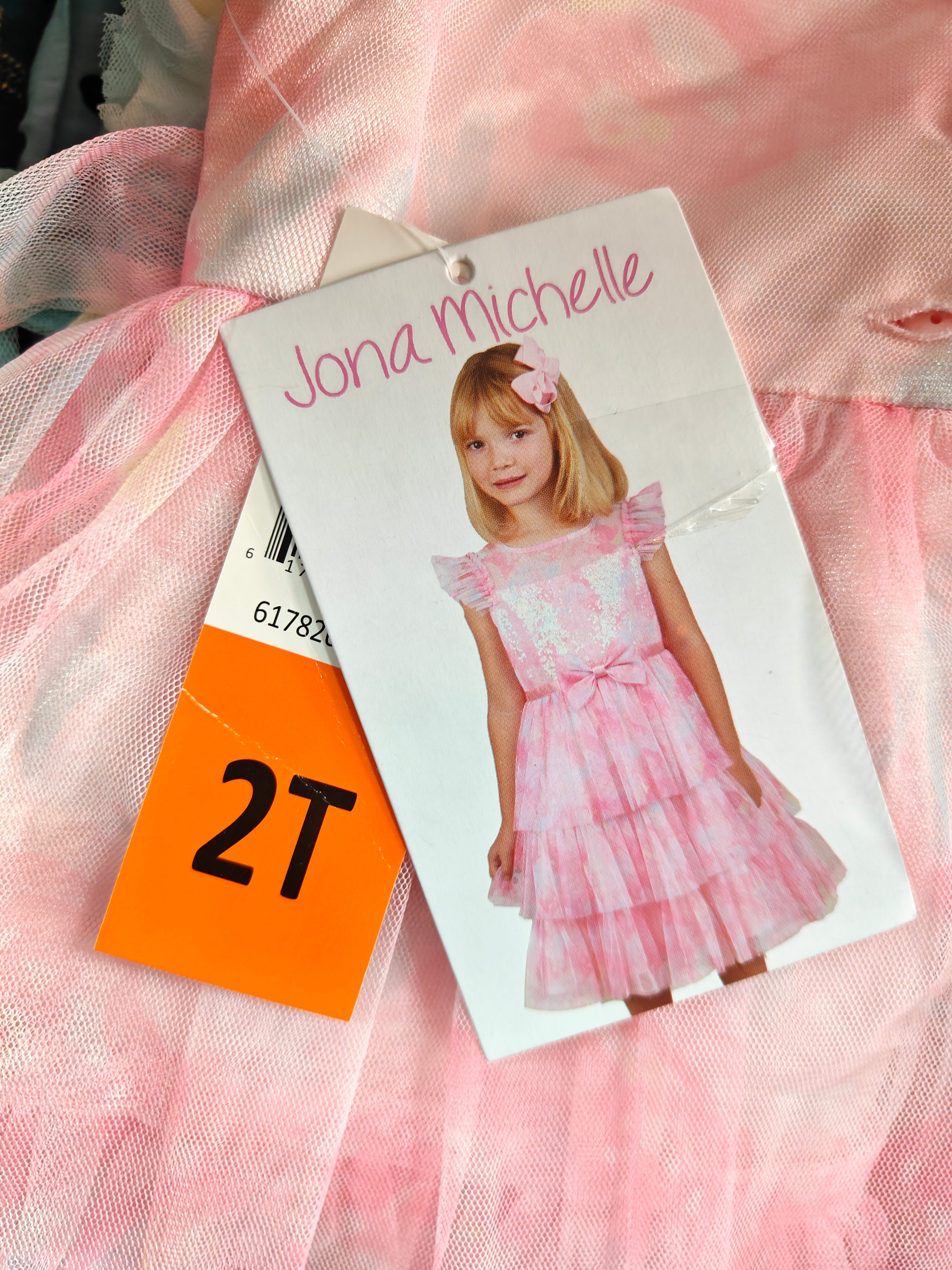 Vestido de Fiesta Jona Michelle para Niña - Diseño de Tul en Capas y Estampado Acuarela Rosa