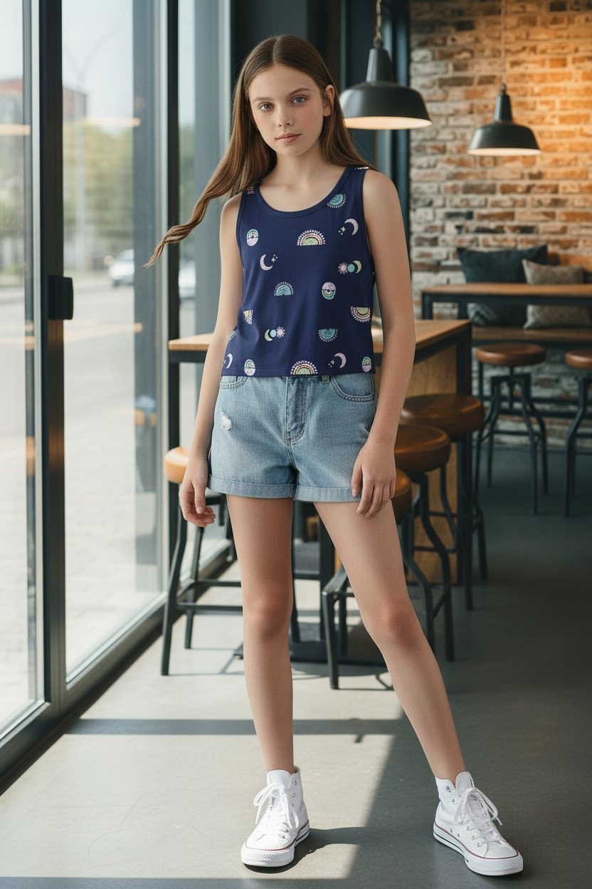 Tank Top "Magic Sky" – Azul Marino con Estampado Cósmico