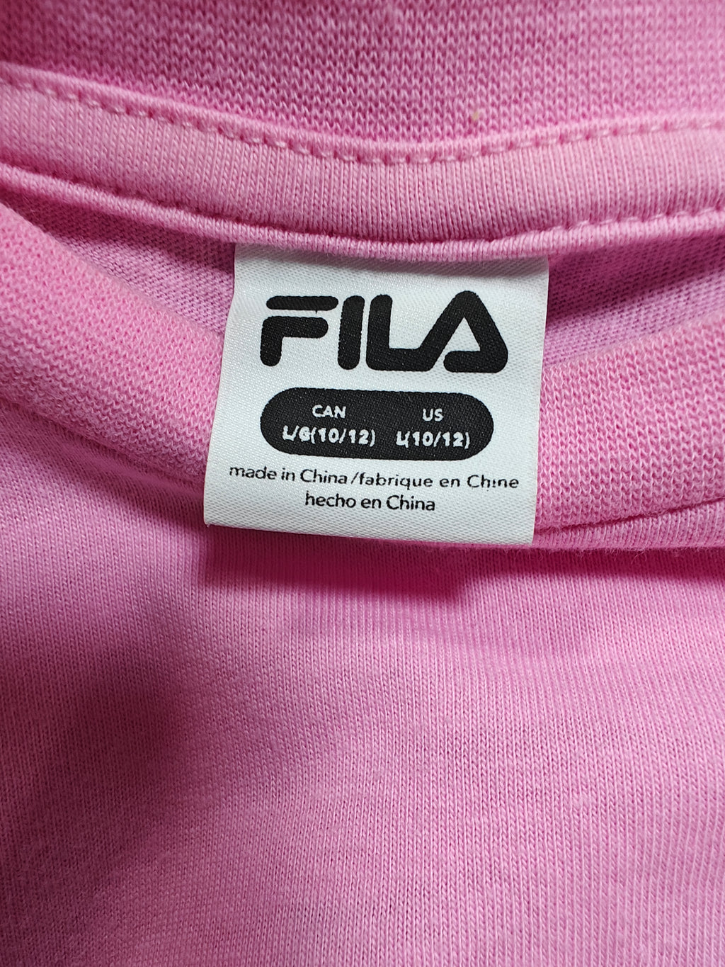 Playera Fila Rosa de Manga Larga con Bolsillo - Talla L (10/12)