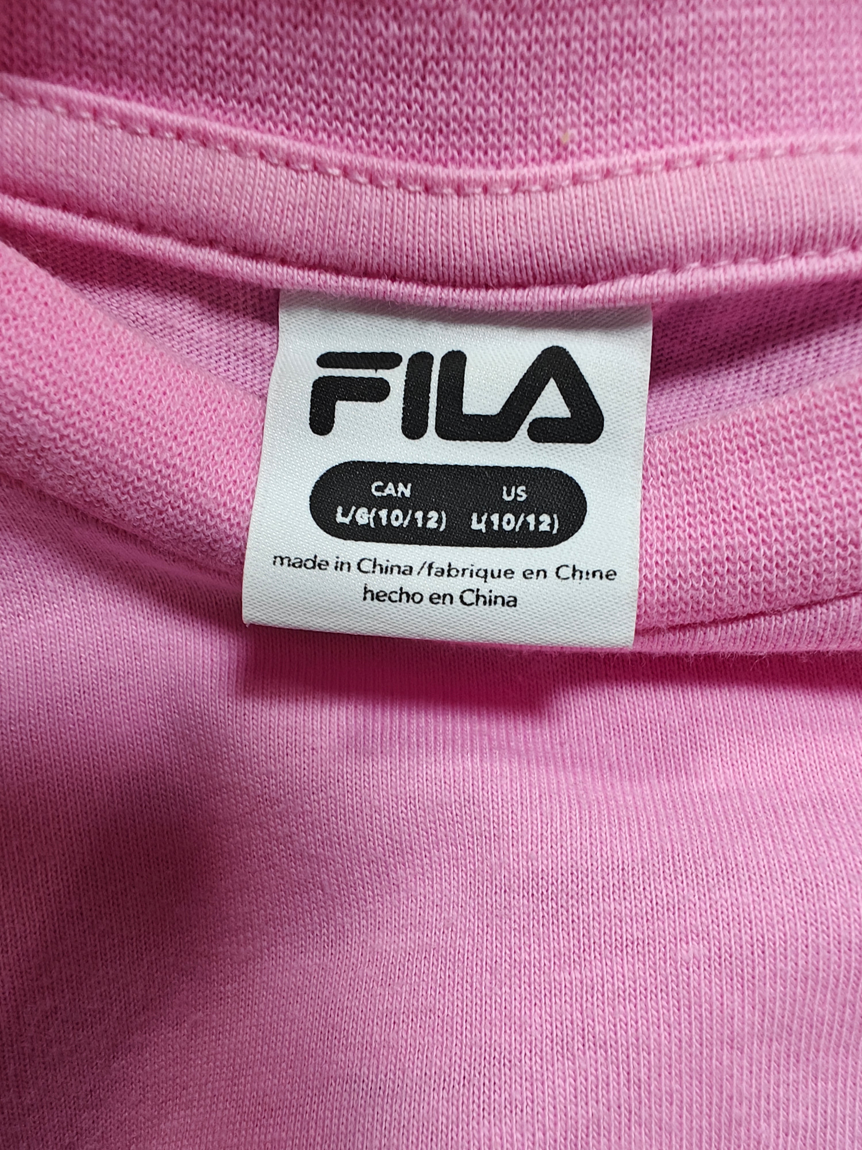 Playera Fila Rosa de Manga Larga con Bolsillo - Talla L (10/12)