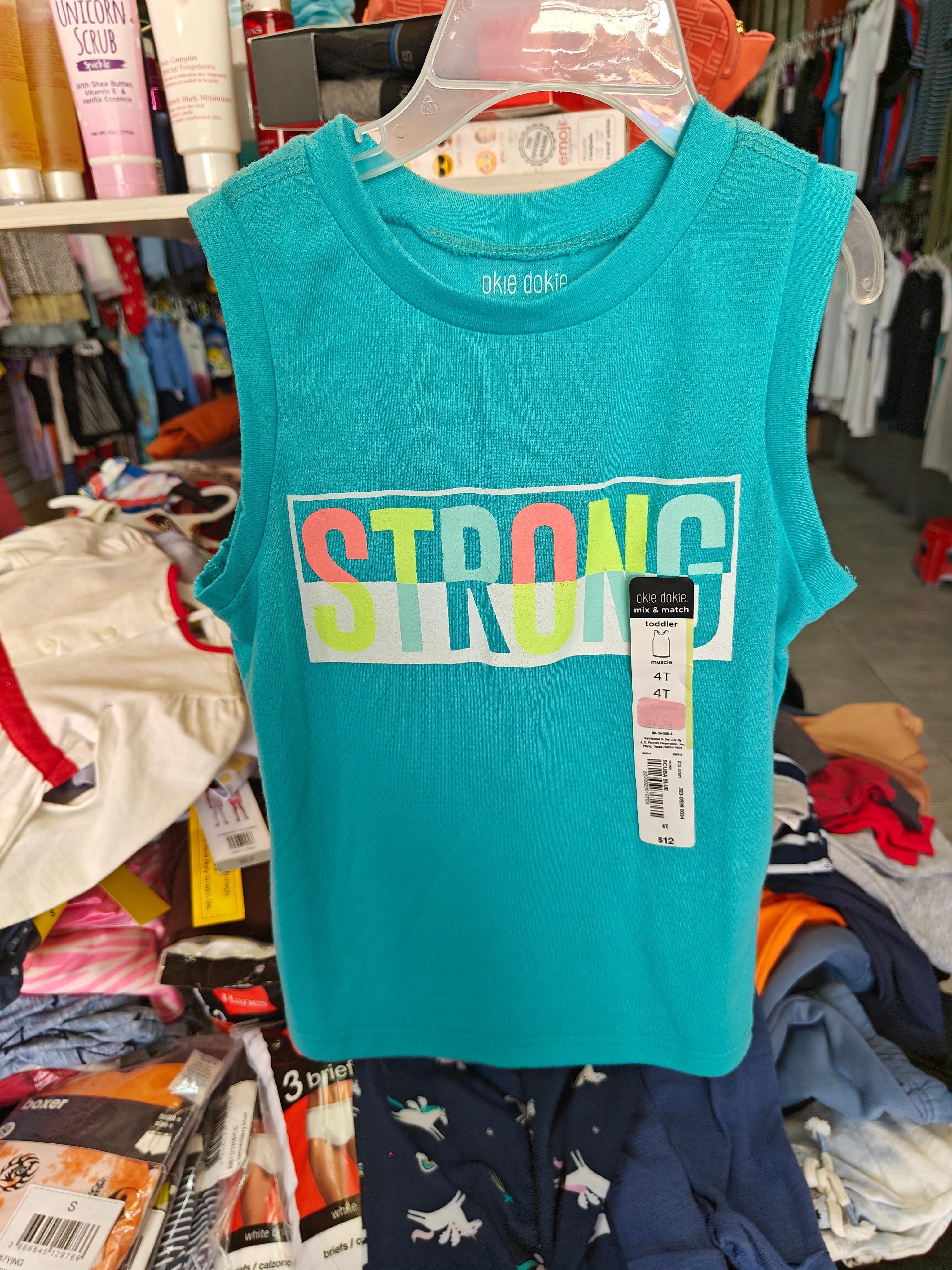 Camiseta Deportiva de Tirantes Okie Dokie - "STRONG" (Talla 4T)